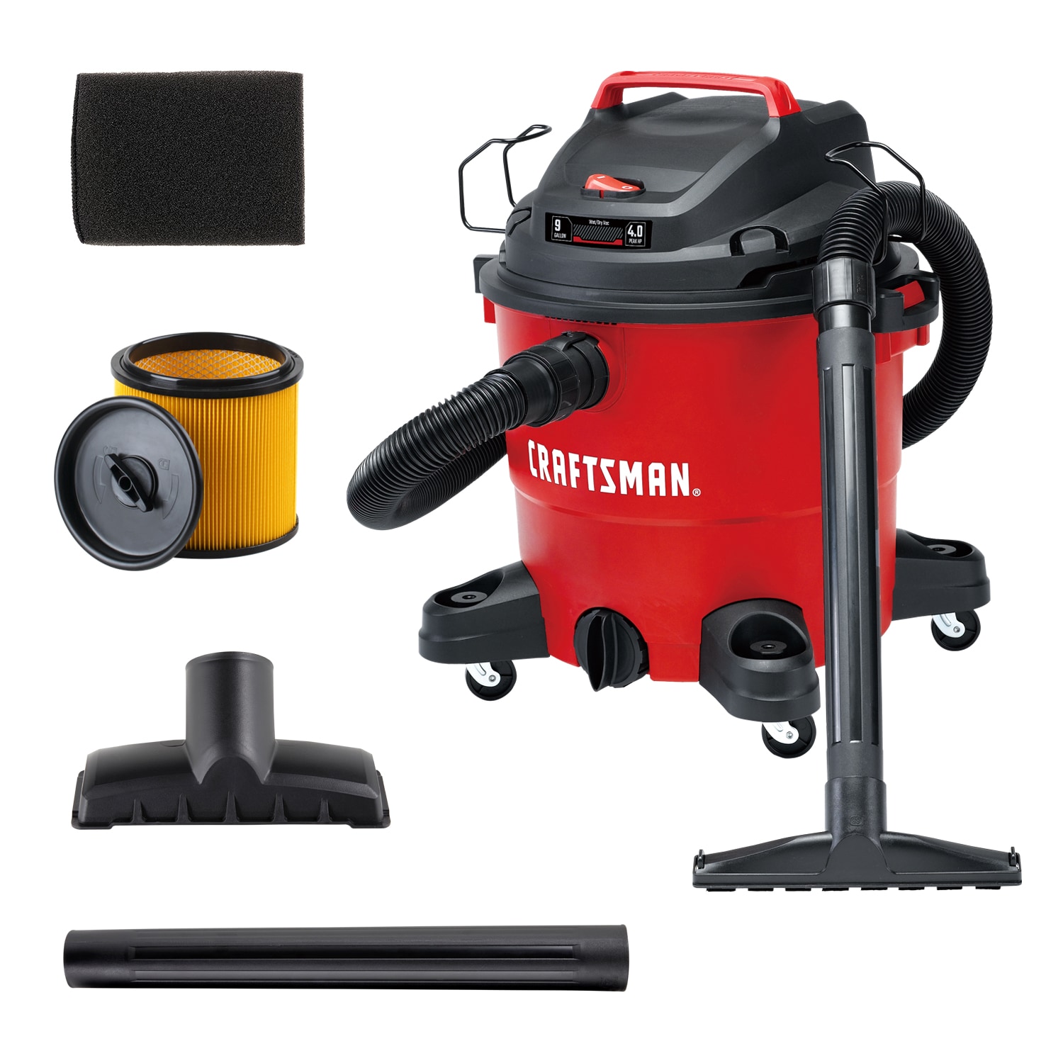 CRAFTSMAN 9-Gallons 4-HP Corded Wet/Dry Shop Vacuum with