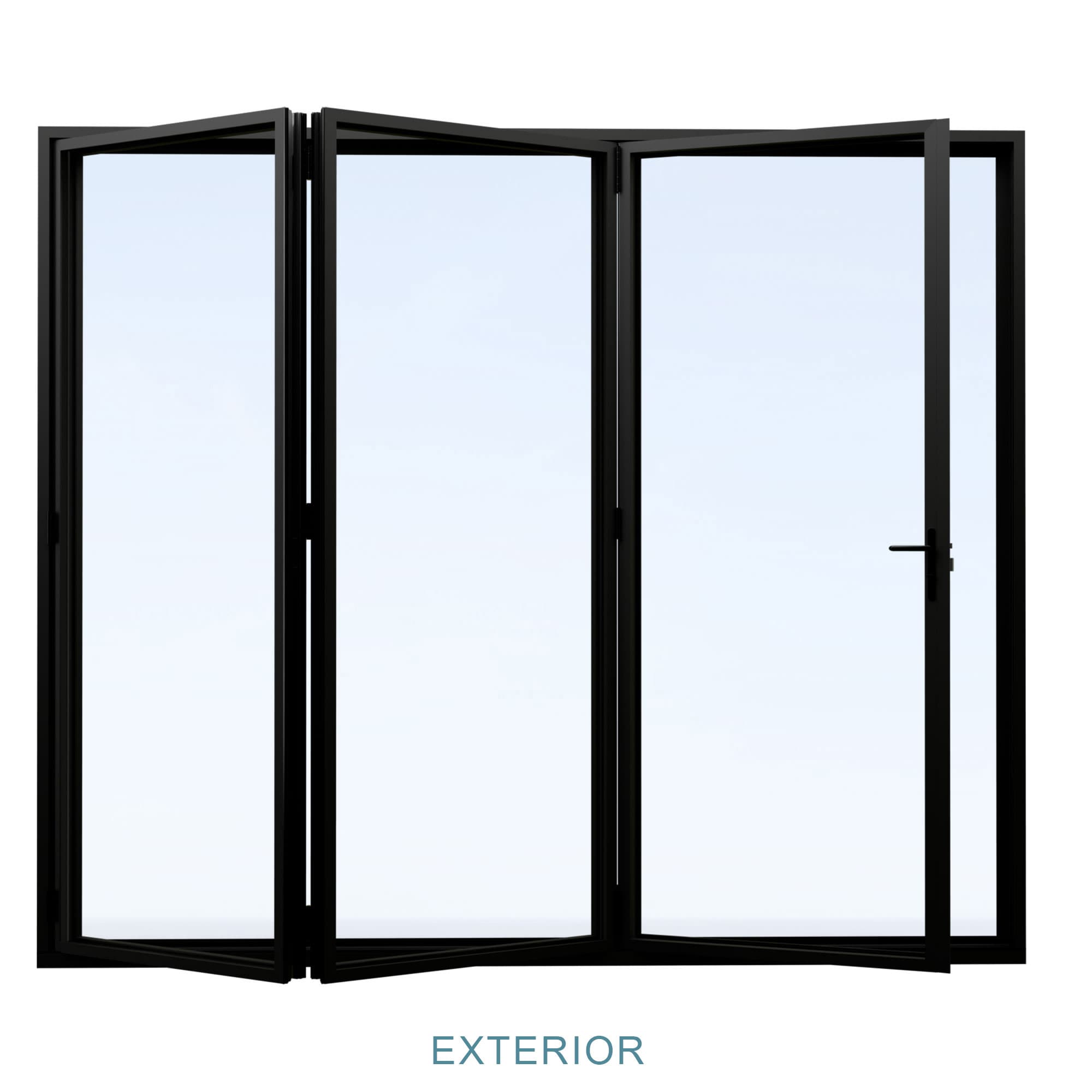 JUJUBON EX-PDB11-BK9696-3L Patio Door 96-in x 96-in x 3-in Jamb Decorative glass , Black Aluminum Left-hand outswing Folding Double Patio Door