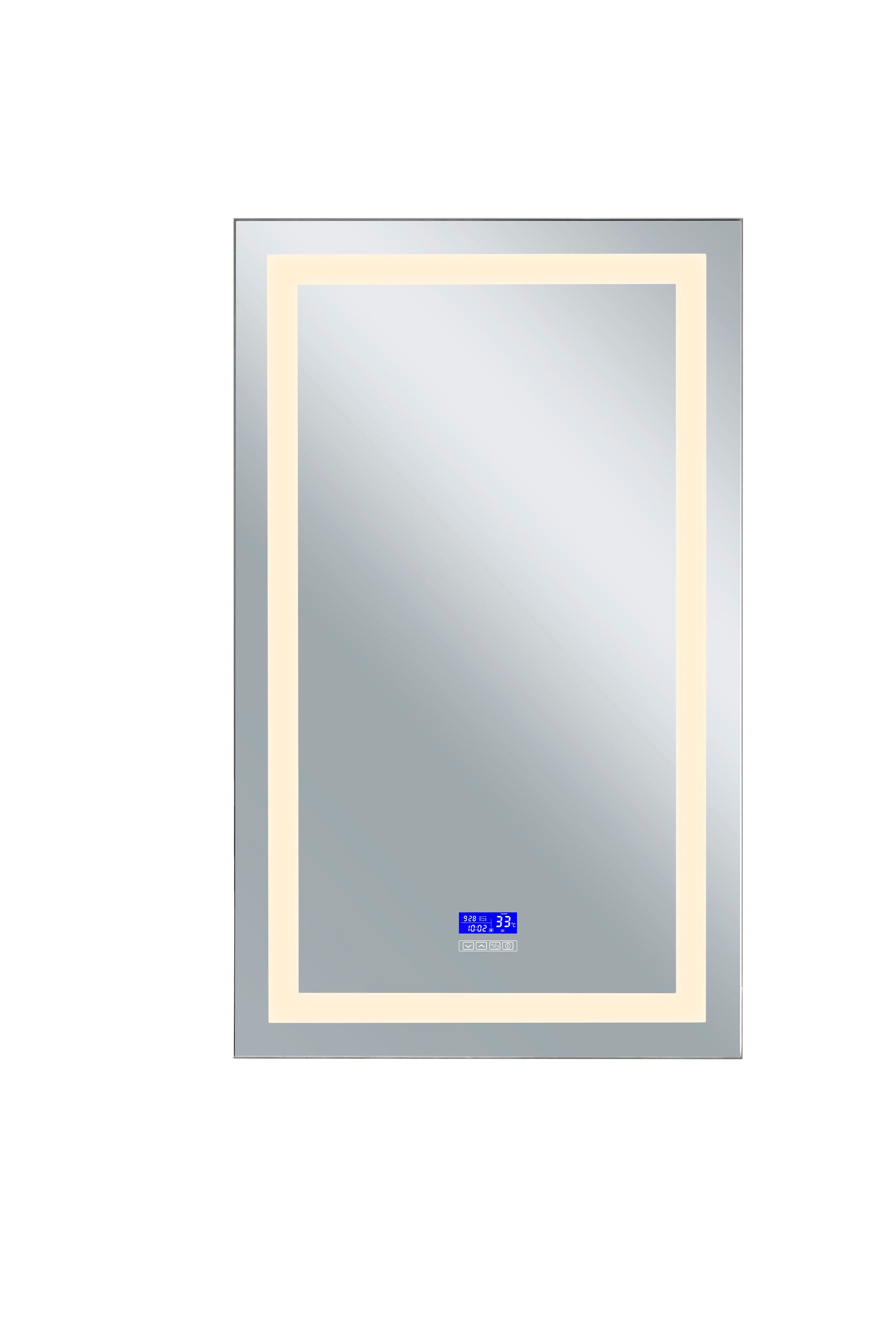 CWI Lighting 1232W30-49-B-3000K Abril 30-in W x 49-in H Matte White and Silver V-groove Frameless Full Length Lighted Vanity Mirror