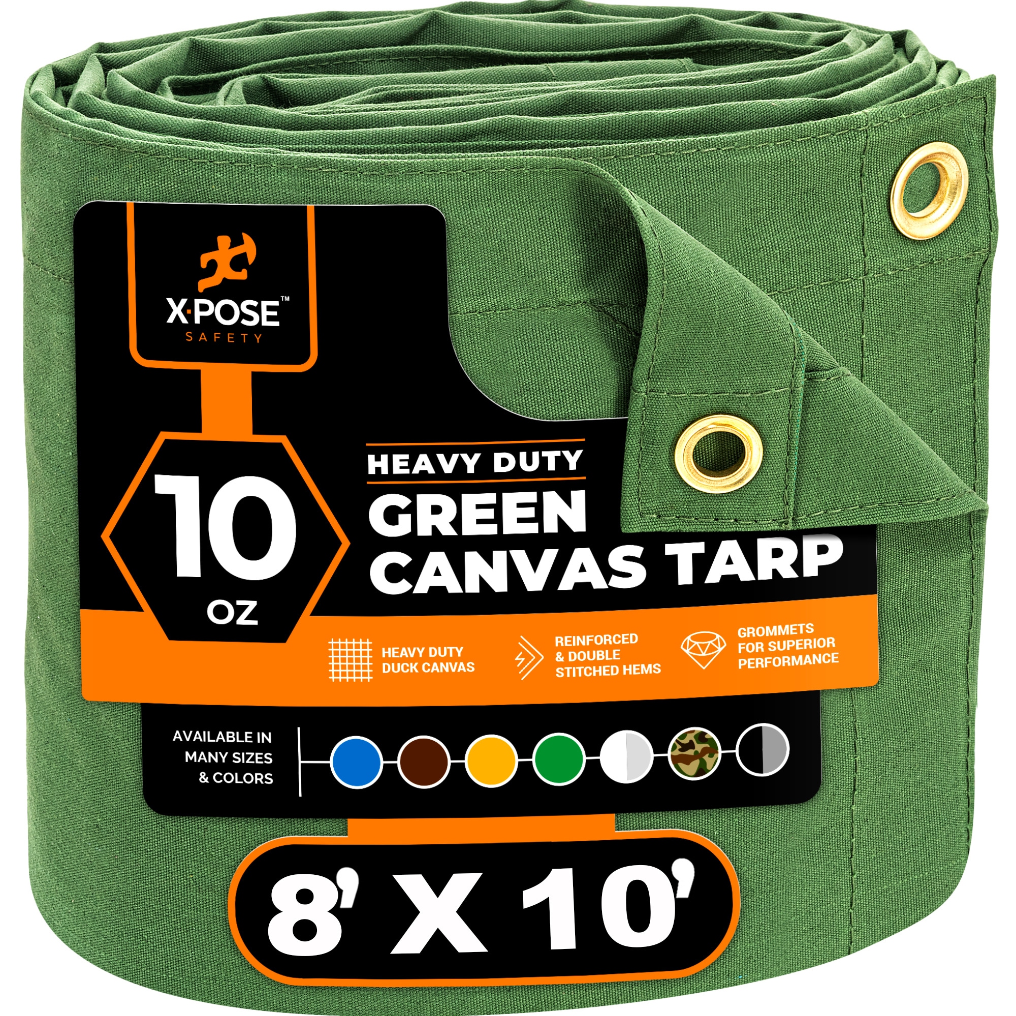 XPOSE SAFETY CTG10-810-X 8-ft x 10-ft Green Commercial Canvas 14-mil Tarp