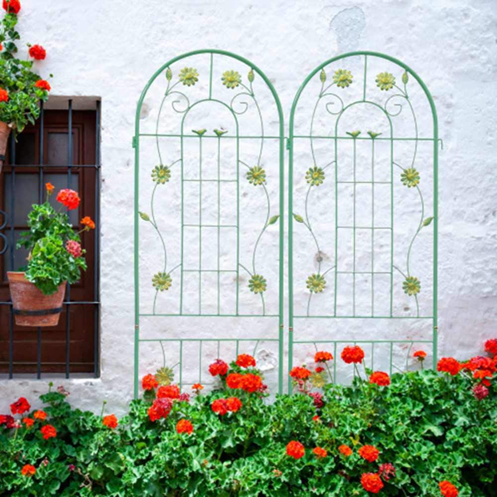 Runesay QCGATR-11 Garden Trellis 40-Inches W x 71-Inches H Green Steel Garden Trellis For Climbing Plants For Cucumbers For Roses For Tomatoes