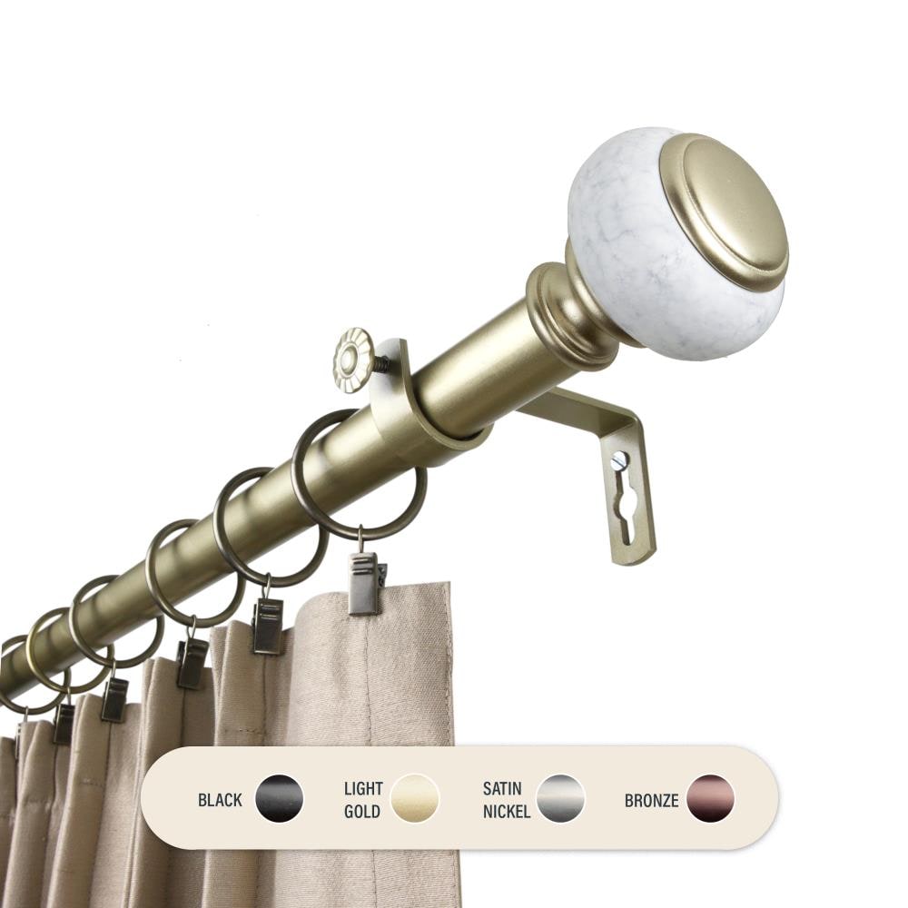Hart & Harlow L100-54-993 1-in Astrid 120-in to 170-in Light gold Steel Single curtain rod with Finials