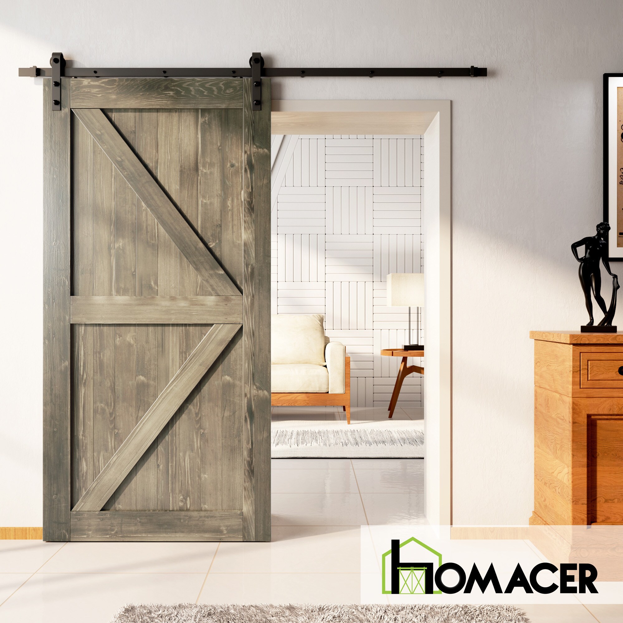 HOMACER 4484-K-GRAY Barn-Doors - View #2