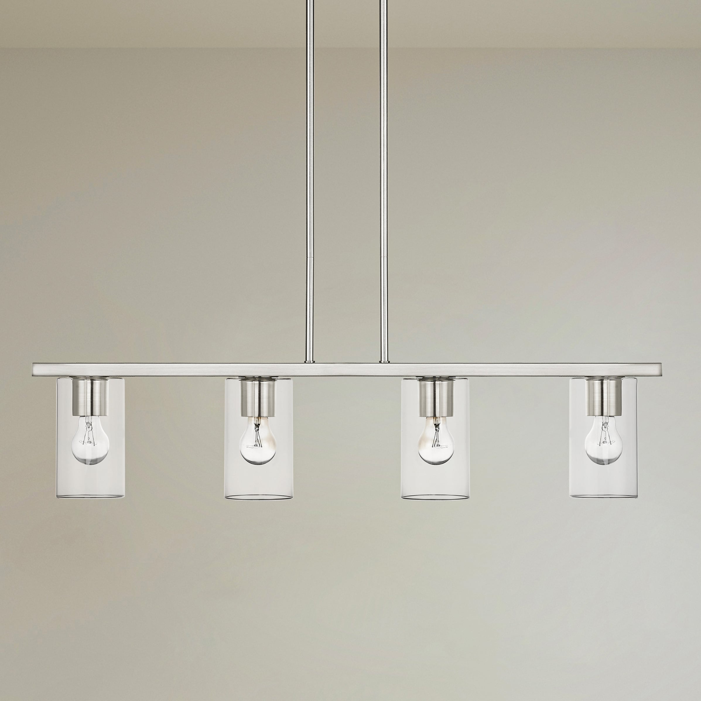 Brushed Nickel 4-Light Crystal Chandelier with Clear Glass
