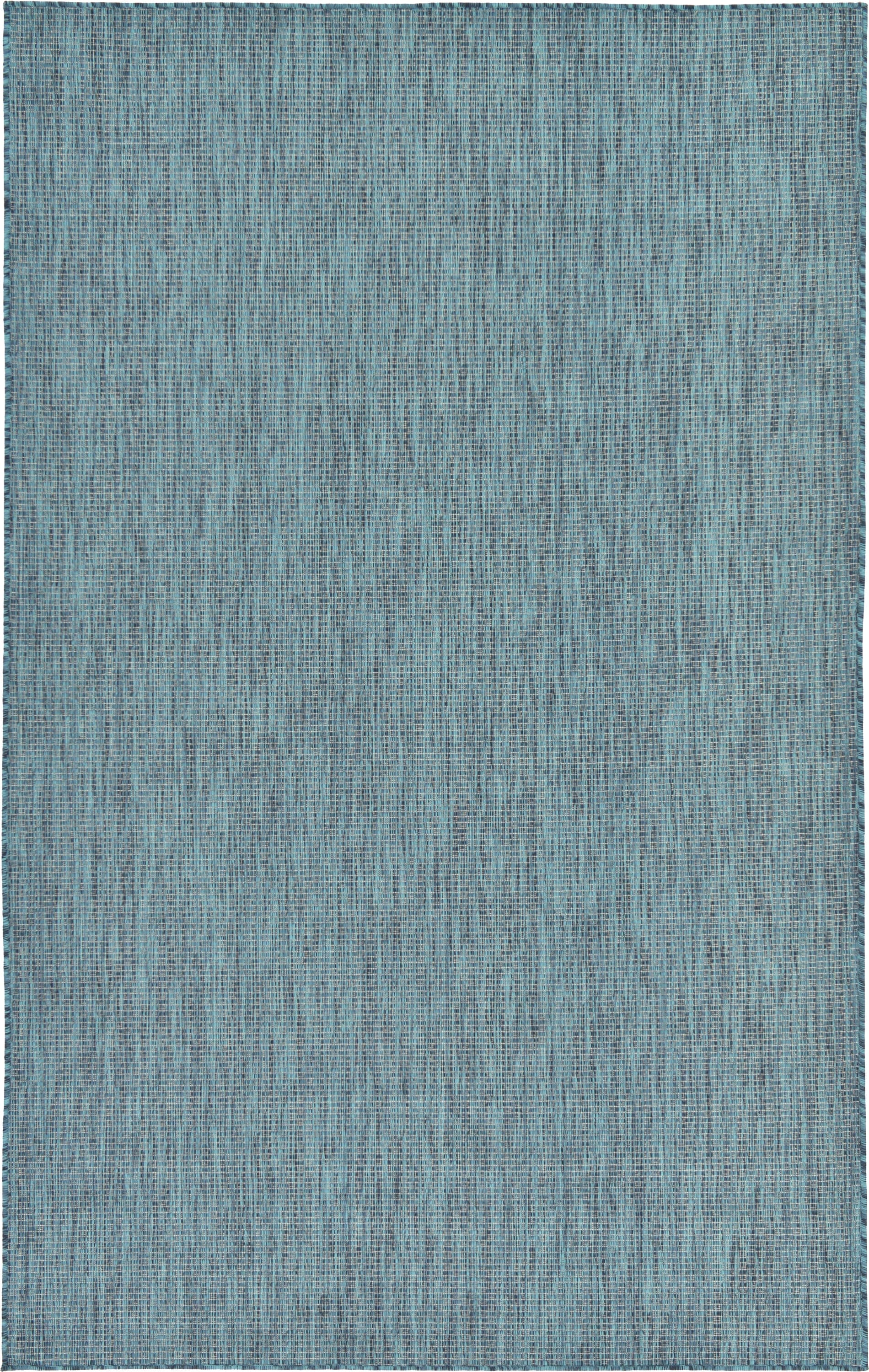 Unique Loom 3129049 Solid Outdoor 5 x 8 (ft) Loomed Polypropylene Teal/Navy Blue Rectangular Indoor/Outdoor Distressed/Overdyed Area rug