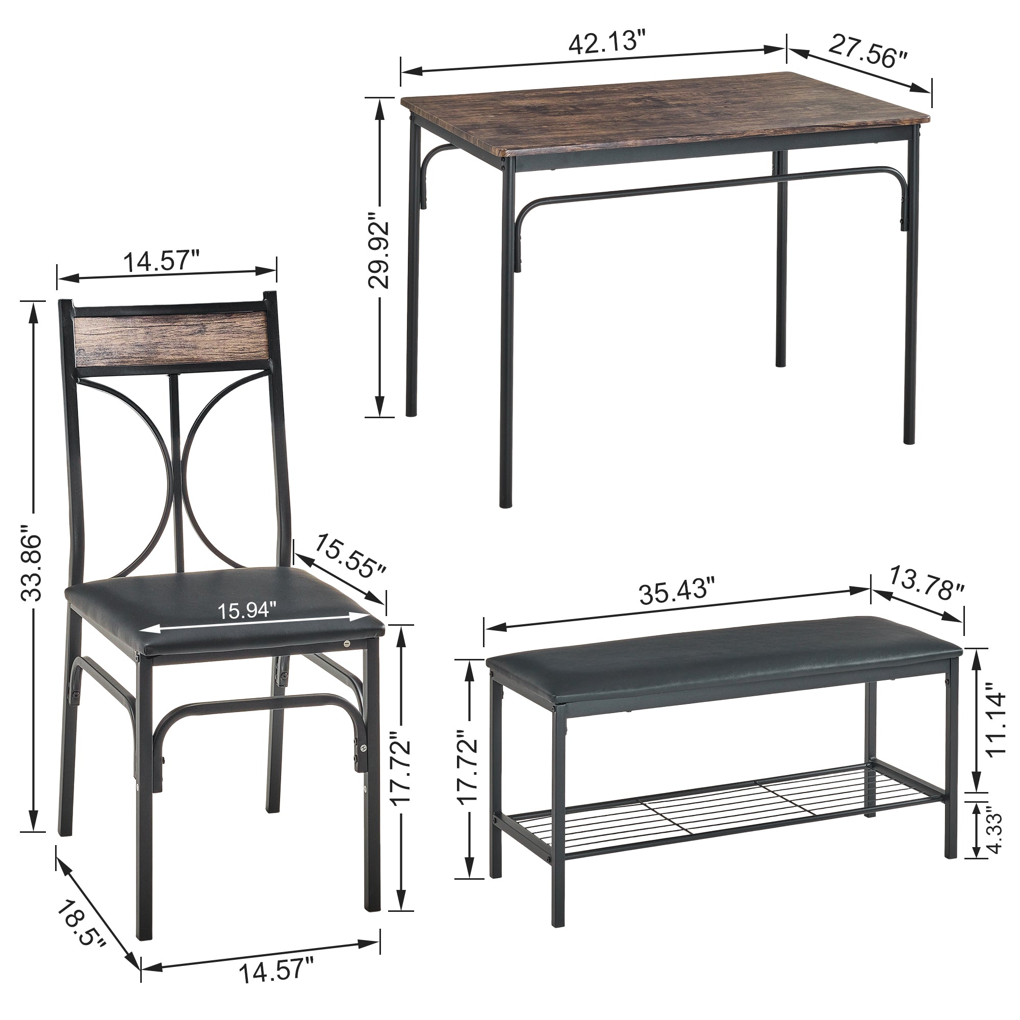 Vecelo LOE-MX-TC08B-BRN Dining-Sets - View #3