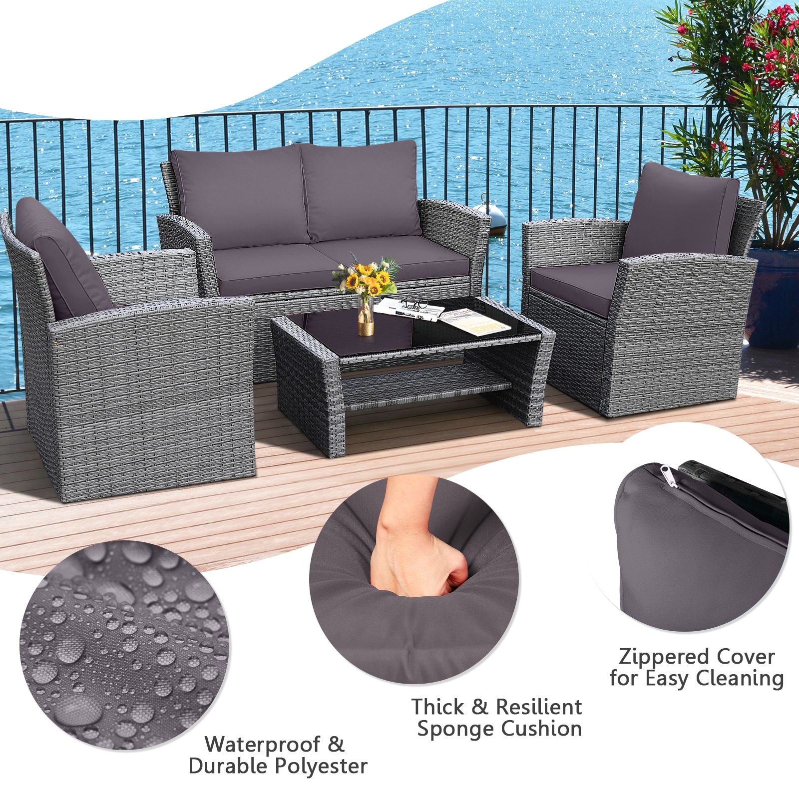Forclover HBV-841AGR Patio-Conversation-Sets - View #4