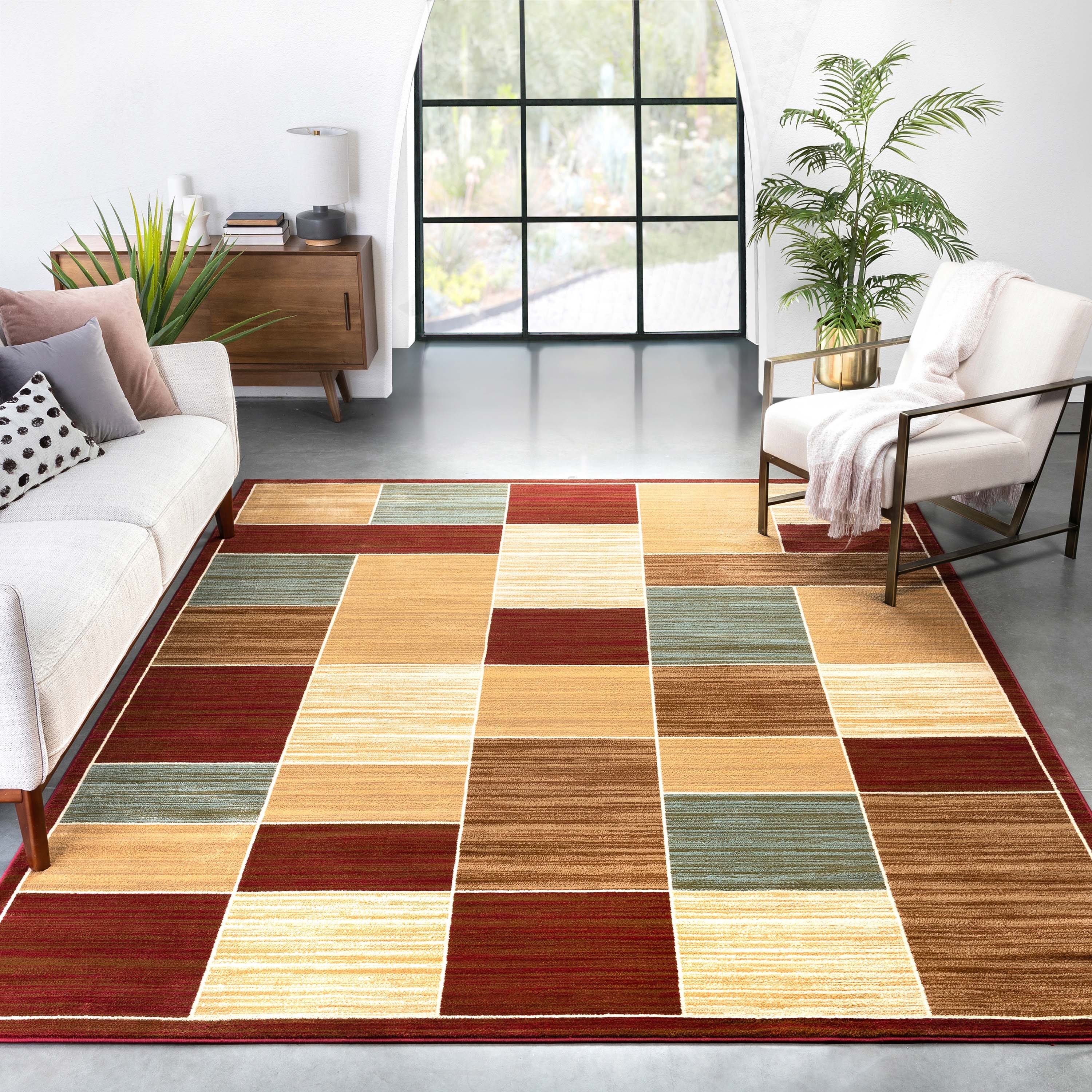 Well Woven 549605 5 x 7 (ft) Loomed Polypropylene Red Rectangular Indoor Geometric Global Area rug