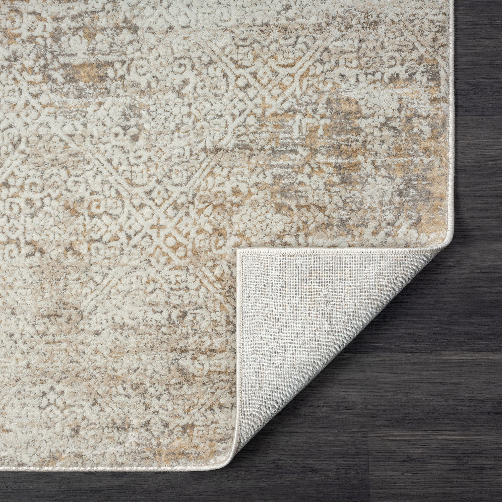 Sydney Gray and Beige Synthetic Rectangular 4' x 6' Area Rug