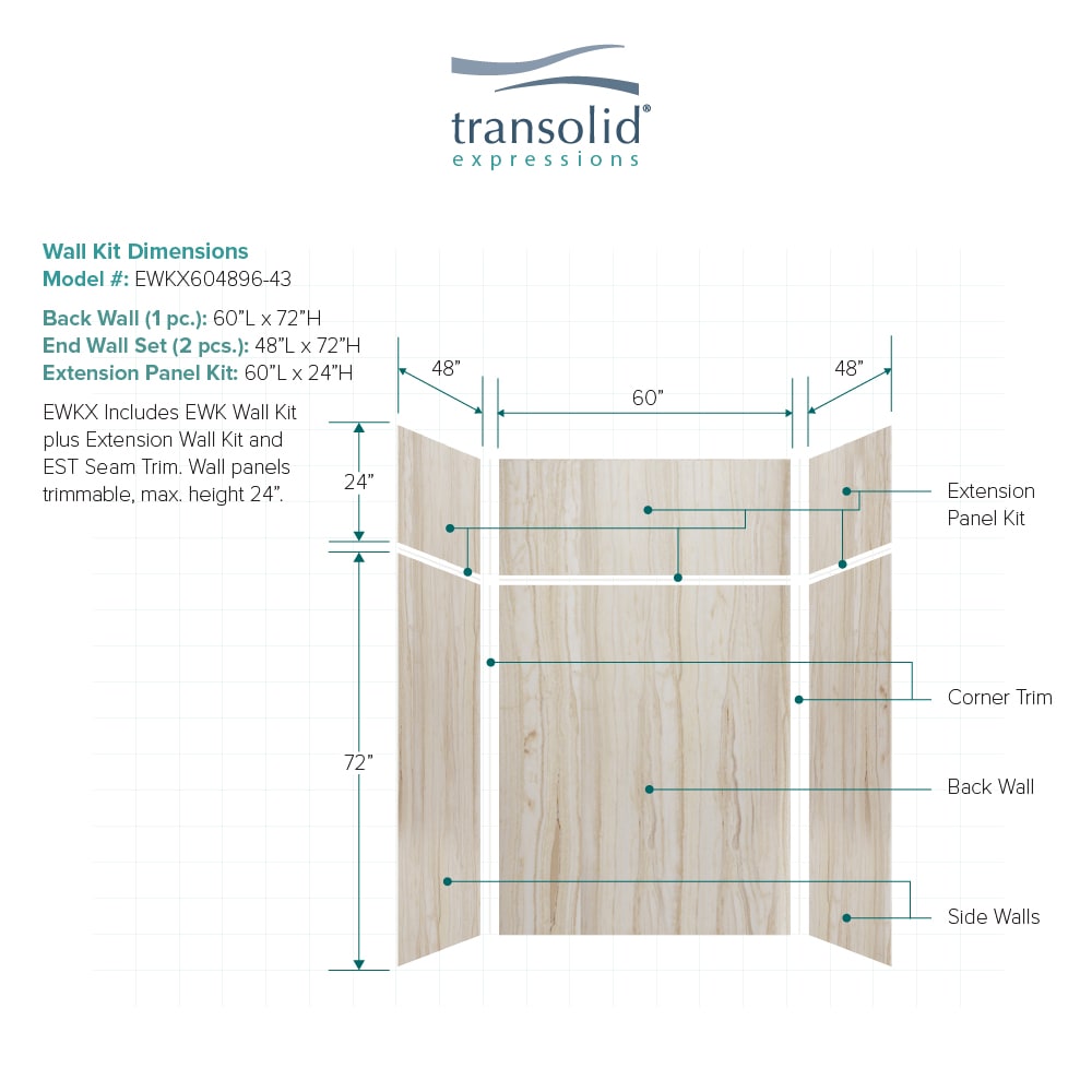 Transolid EWKX604896-43 Shower-Wall-Surrounds - View #2