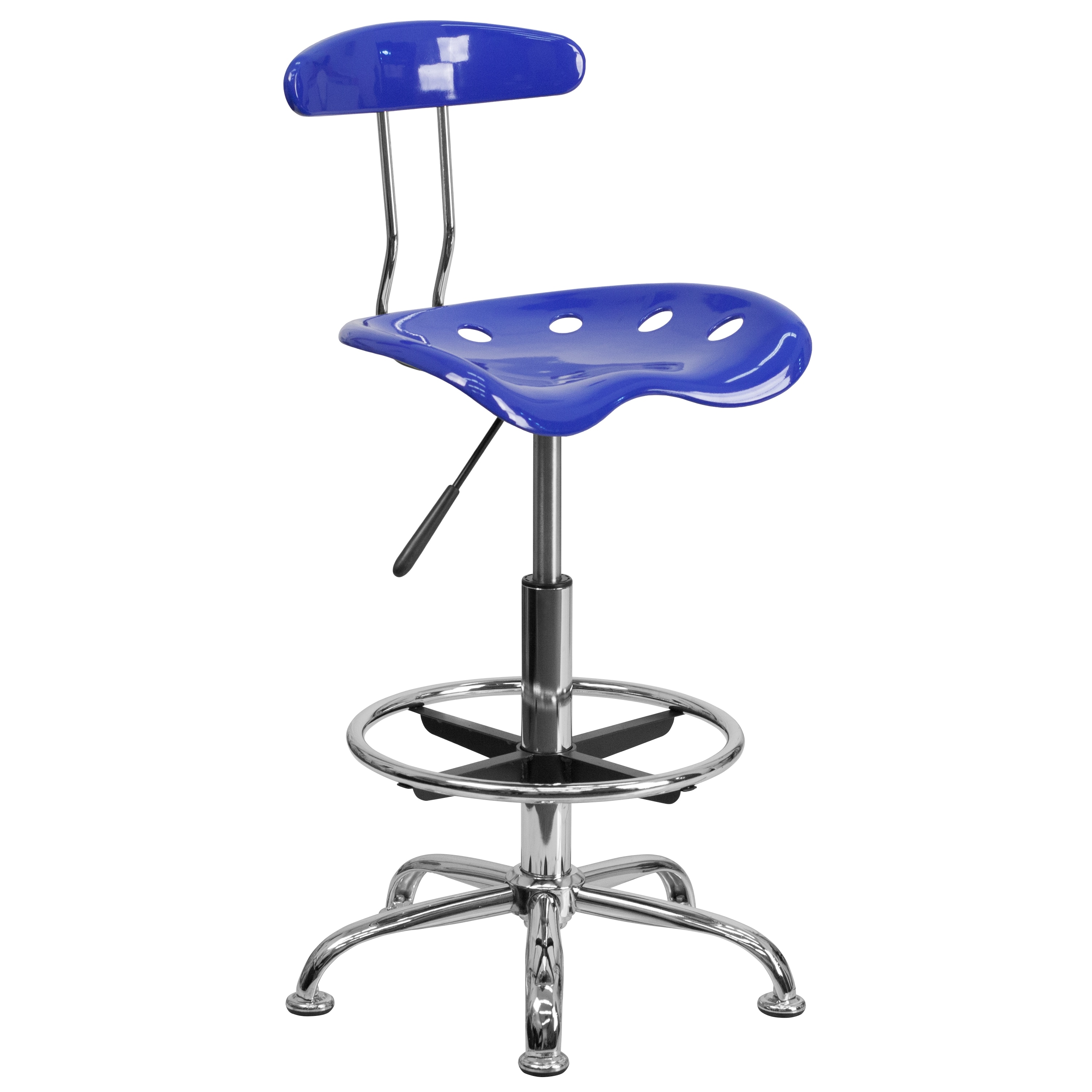 Nautical Blue Adjustable Swivel Metal and Acrylic Drafting Stool