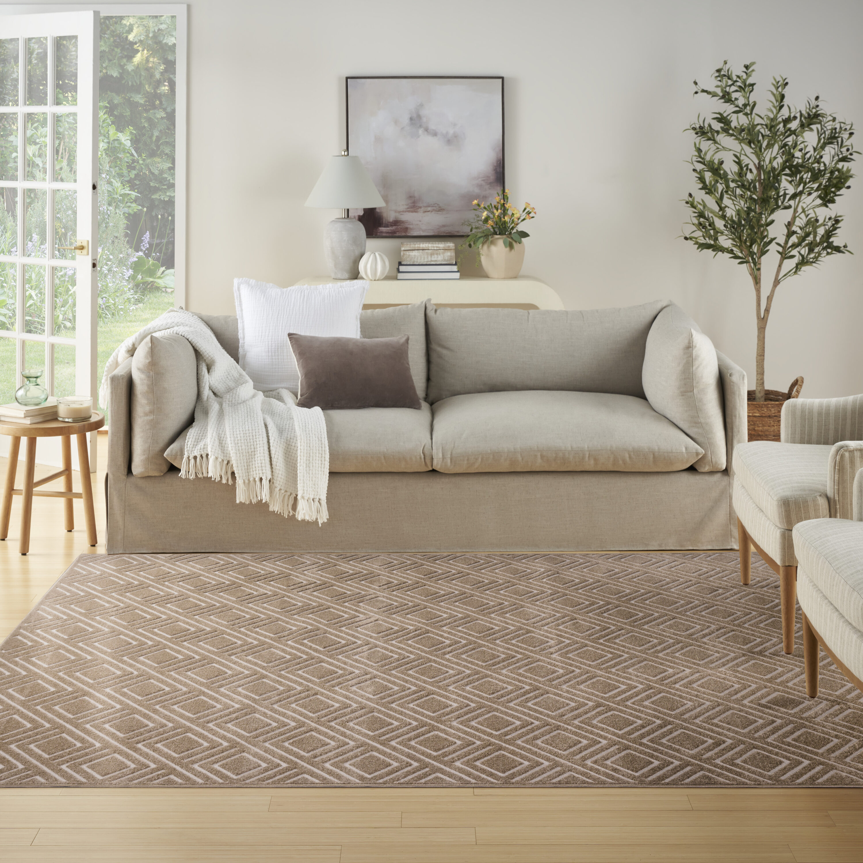 Nourison Home 099446984142 Casual 8 x 10 (ft) Polypropylene Brown Rectangular Indoor Geometric Area rug