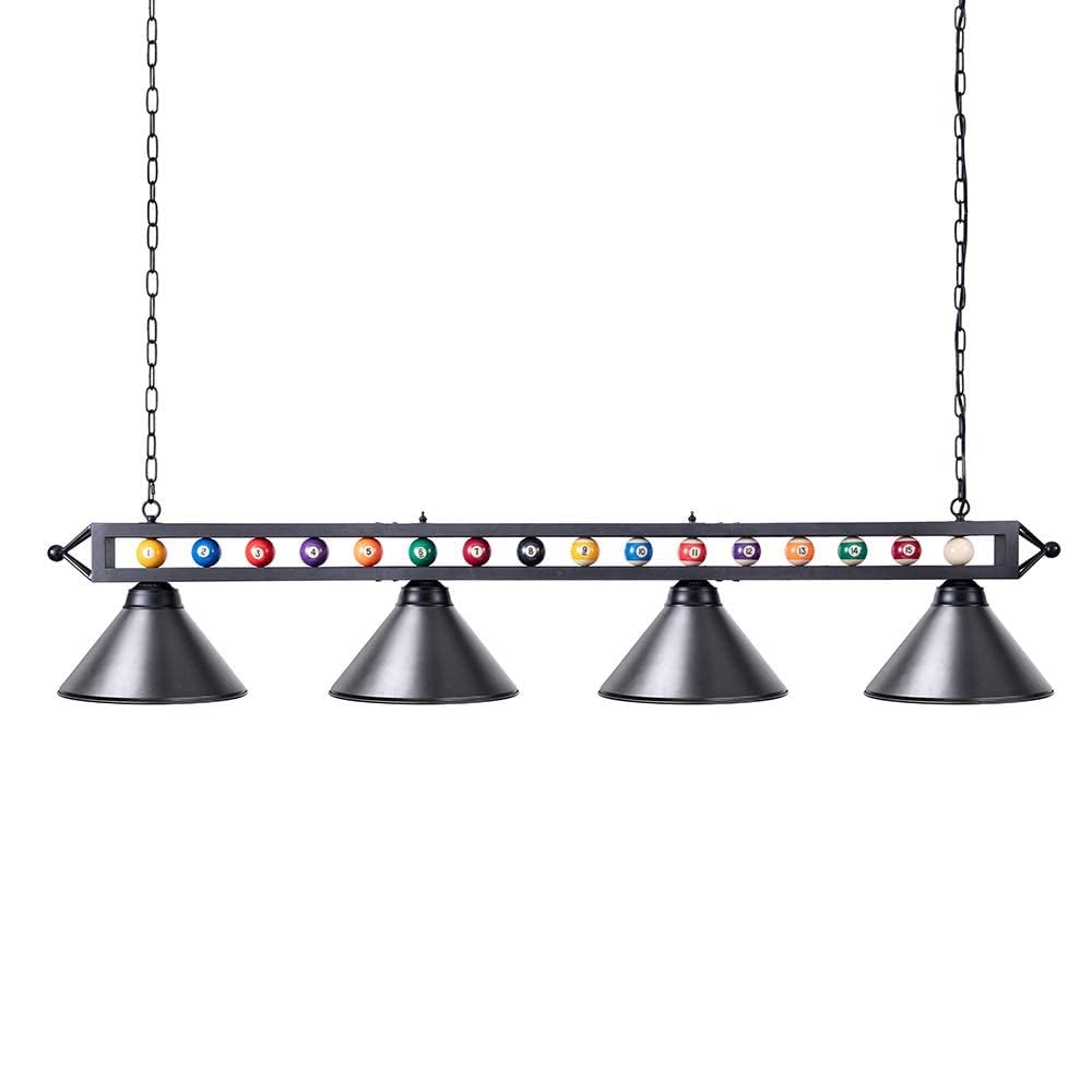 Vrbgify  4 Light Pool Table Lighting Fixture 70 Inch Industrial Hanging Pendant Chandelier with Lamp Shades Adjustable Chain for Game Room