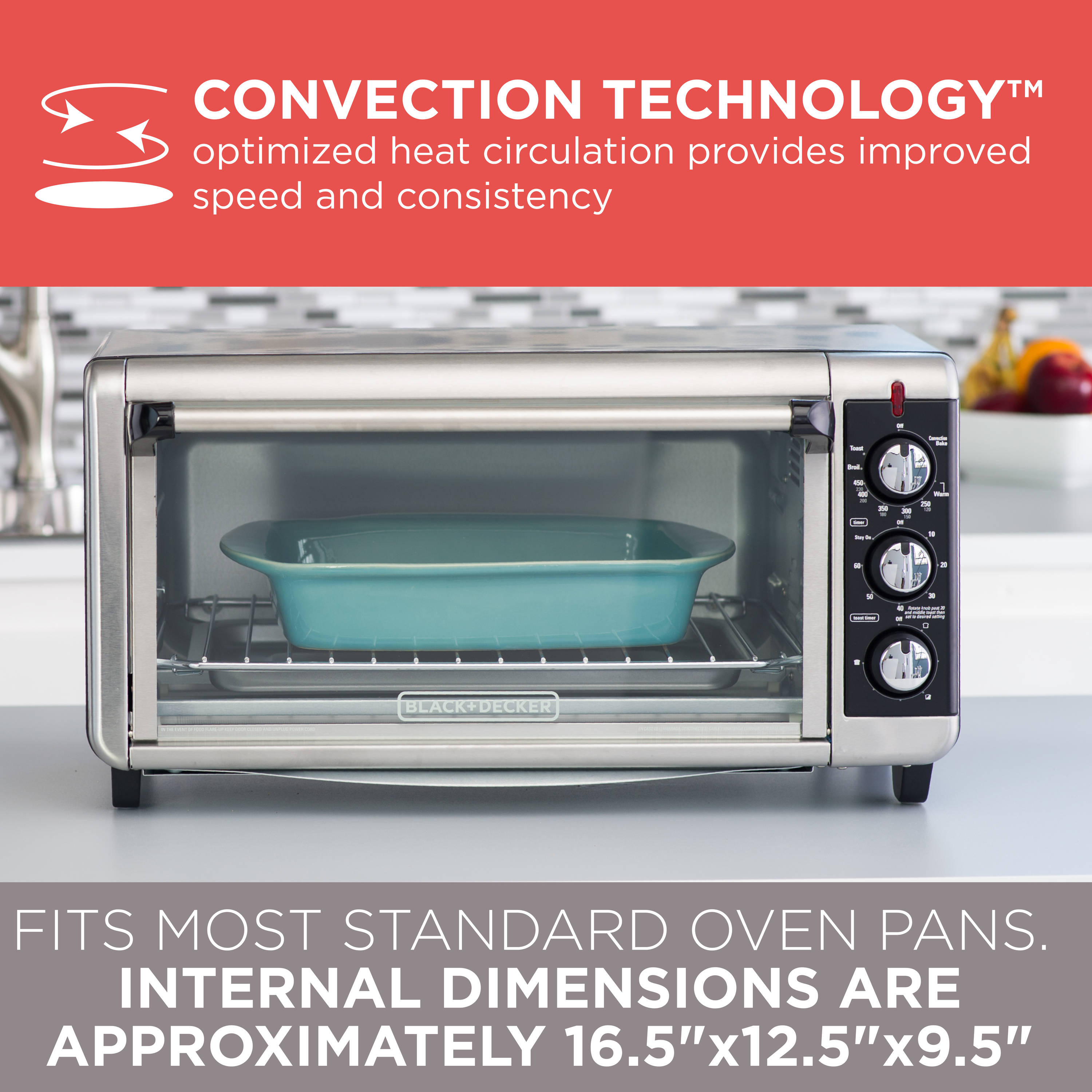 Black+Decker 8-Slice Toaster Oven Silver TO3290XSD - Best Buy