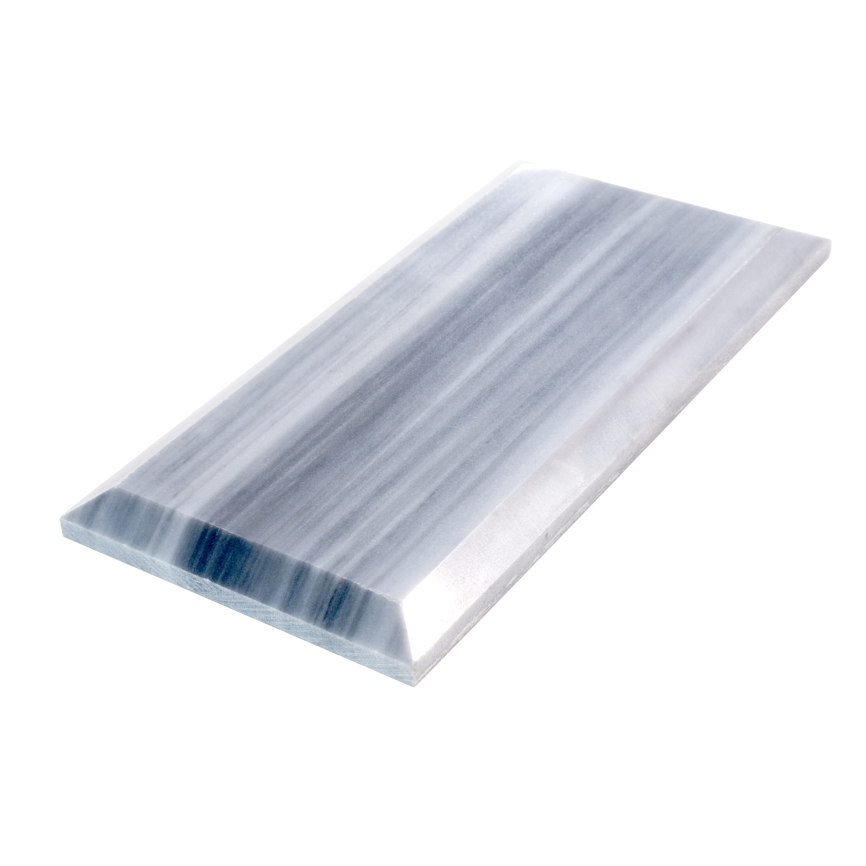 Gray 3" x 6" Beveled Polished Marble Subway Tile