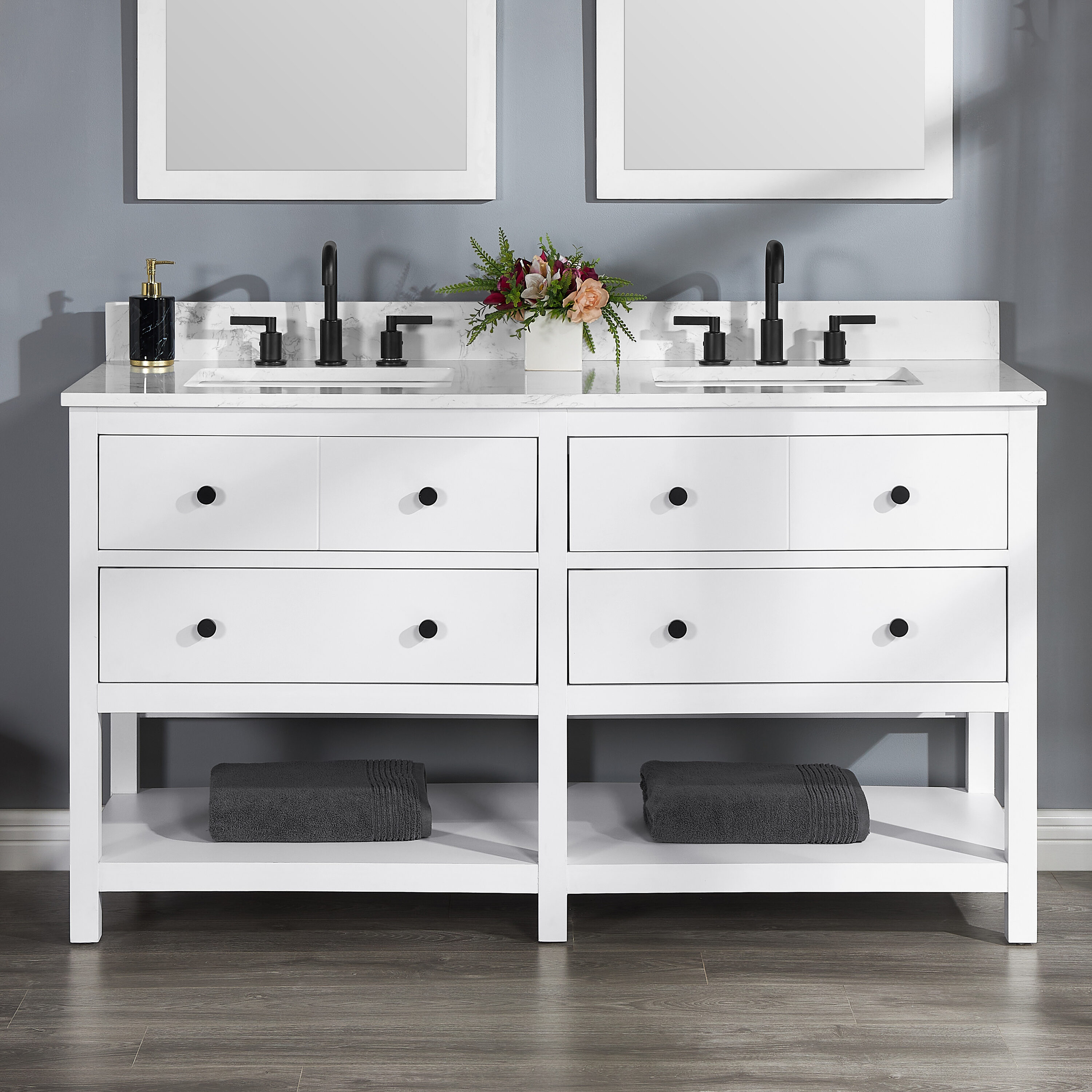 Style Selections Franky 61-in White Undermount Double Sink Bathroom ...