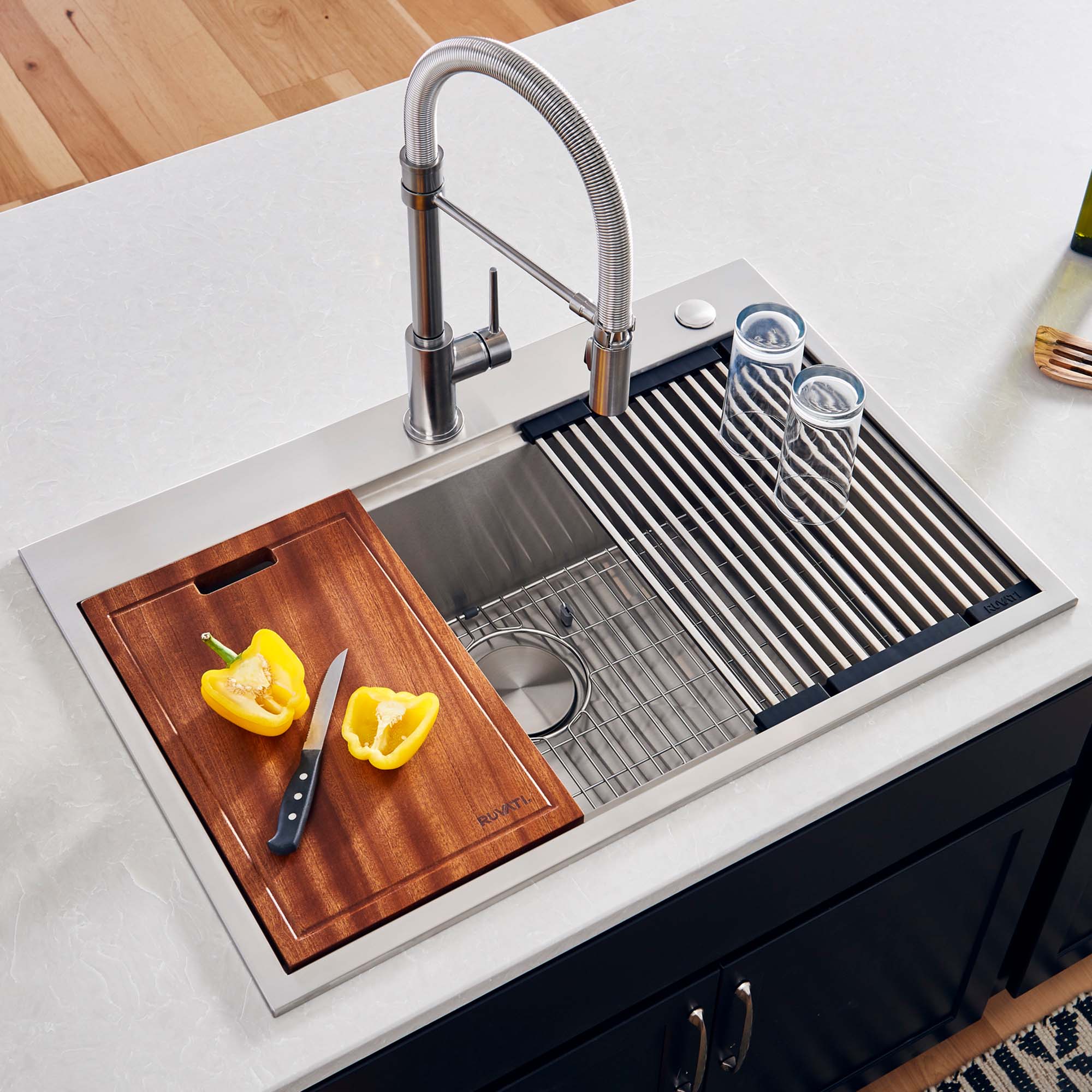 Ruvati 34" Stainless Steel Single Bowl Workstation Kitchen Sink