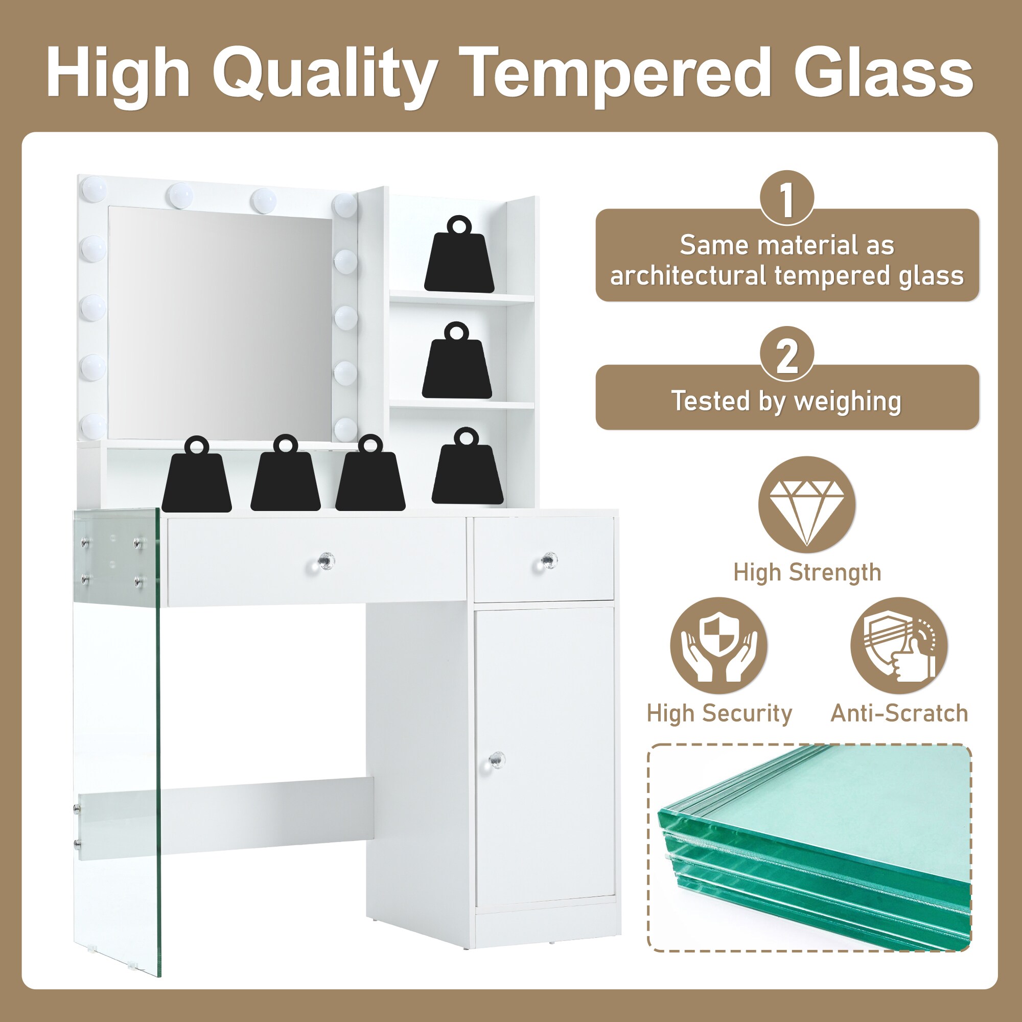 SINOFURN SYD250001WT Bedroom-Vanities - View #10