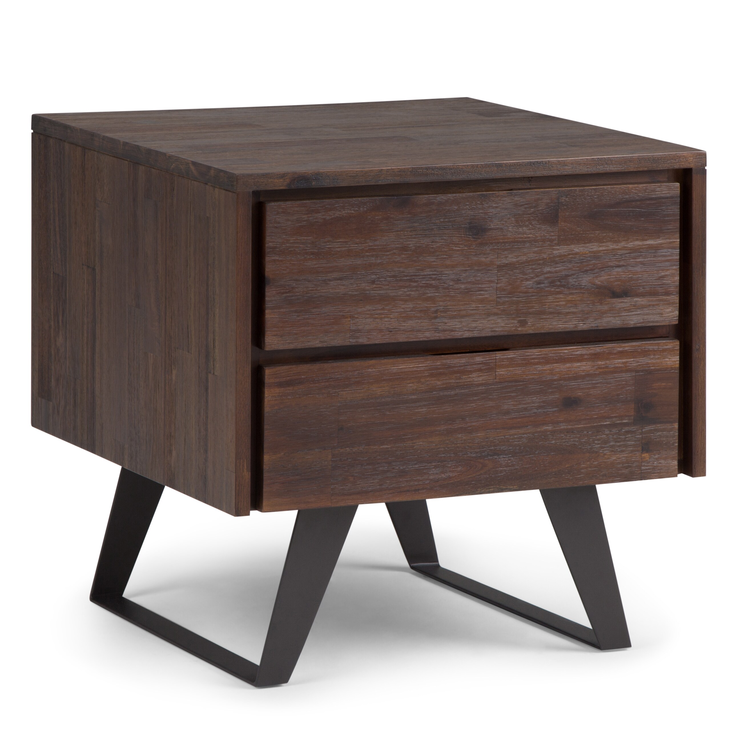 Simpli Home AXCLRY-04 Lowry 22-in W x 22-in H Distressed Charcoal Brown Wood Modern End Table with Storage Assembly Required