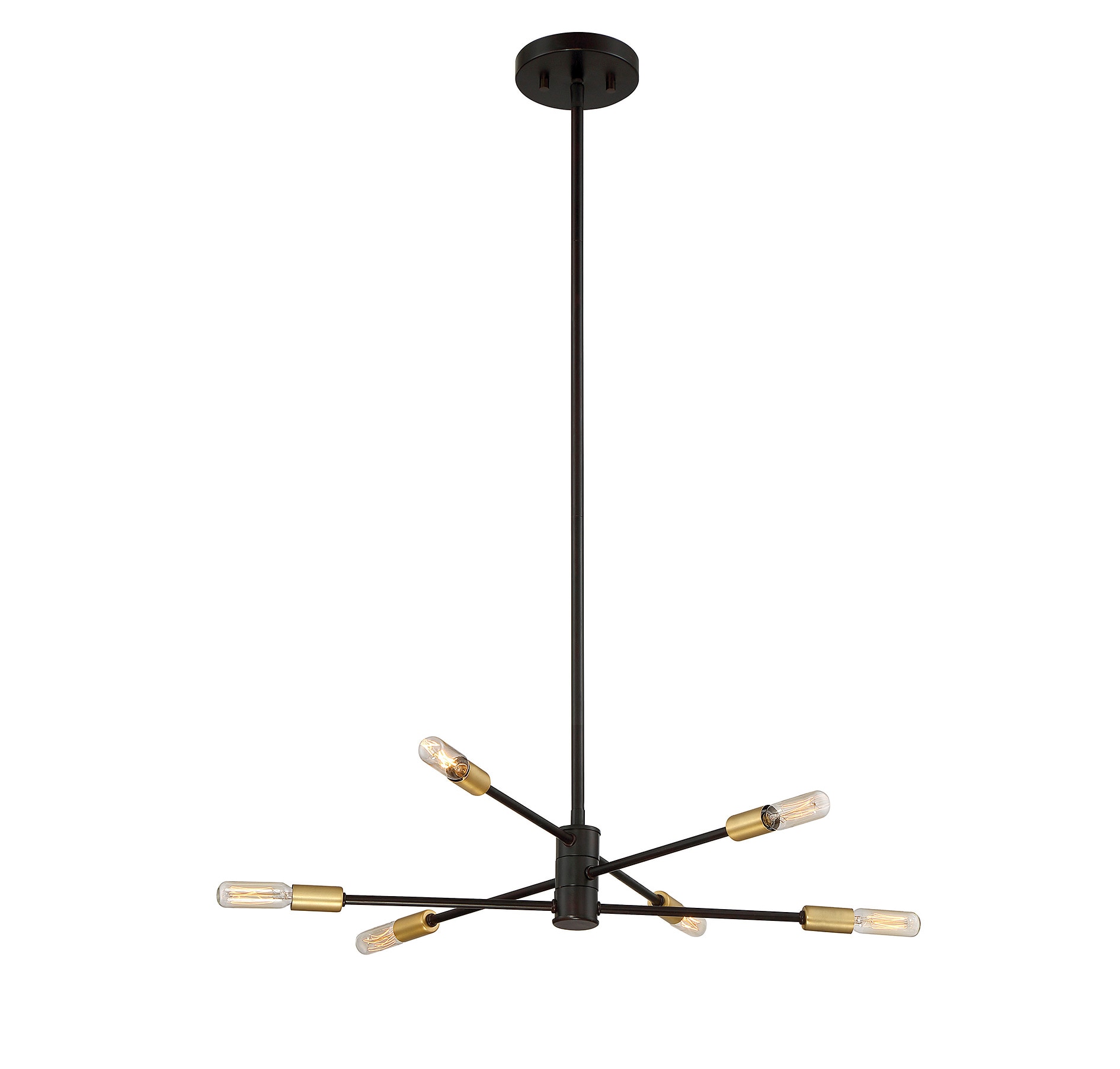 Elegant Bronze & Brass 6-Light Adjustable Chandelier