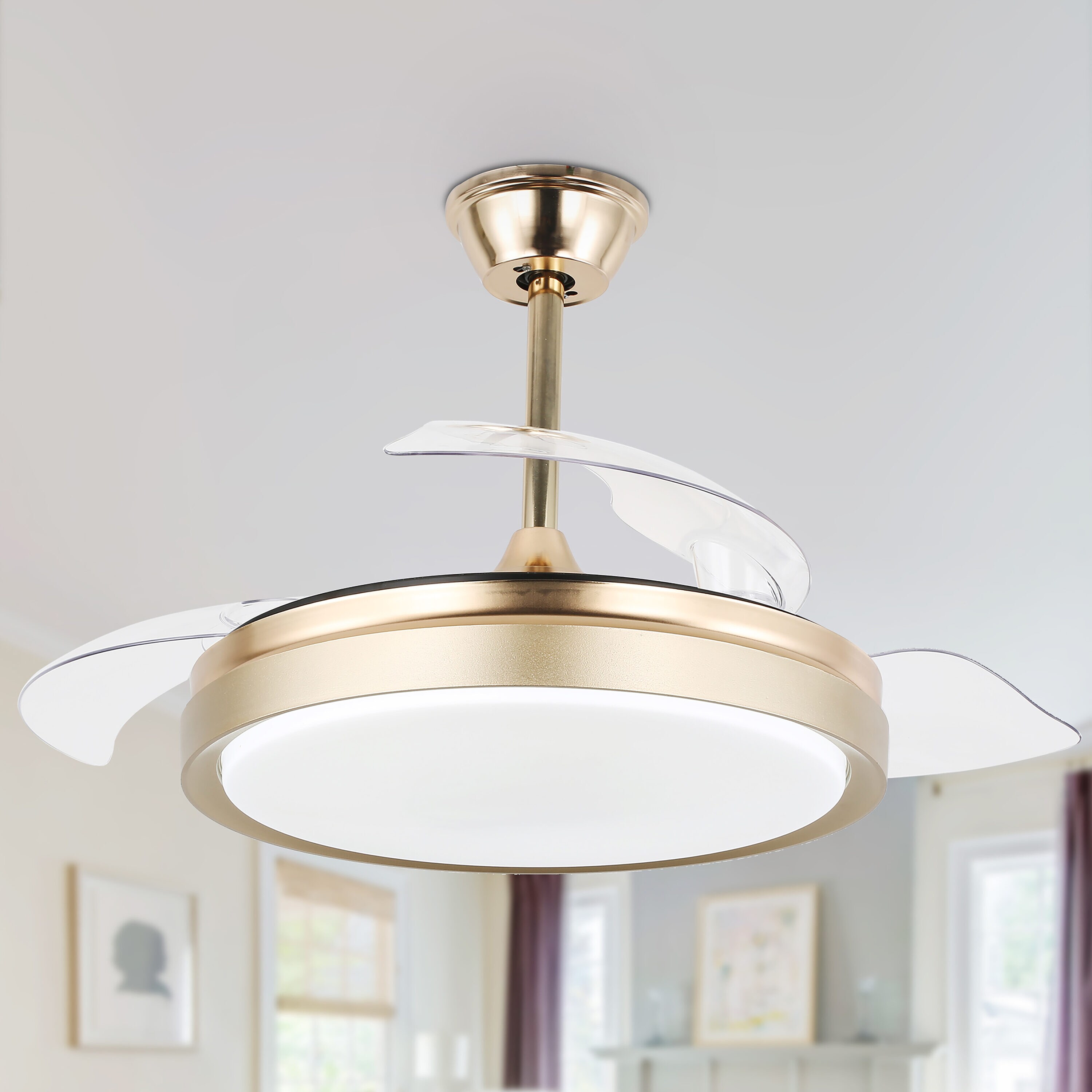 Cusp Barn DC4204 42-in Gold Color-changing LED Indoor Ceiling Fan with ...