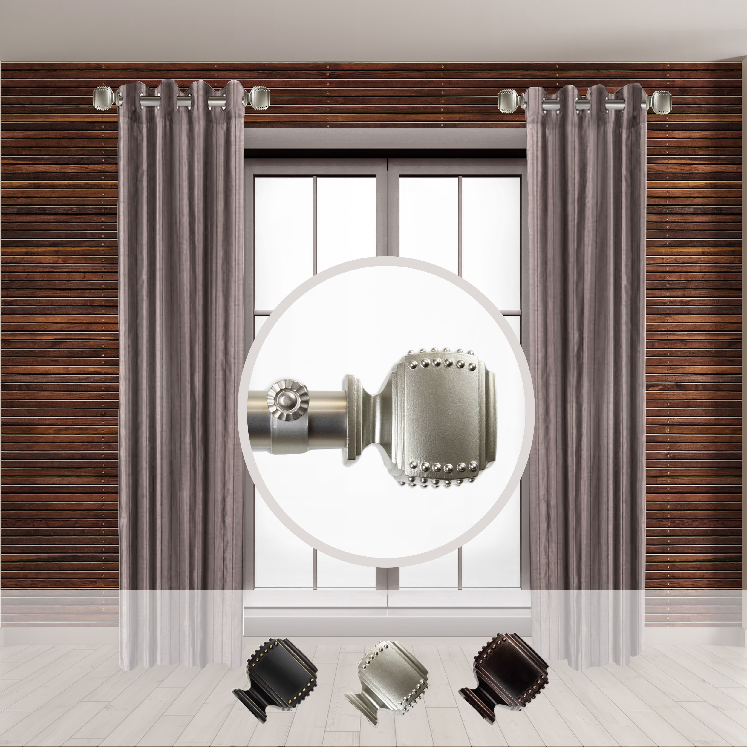 Hart & Harlow LO-SIDE100-27-5 Beryl 1-in 12-in to 20-in Satin Nickel Steel Side curtain rod with Finials