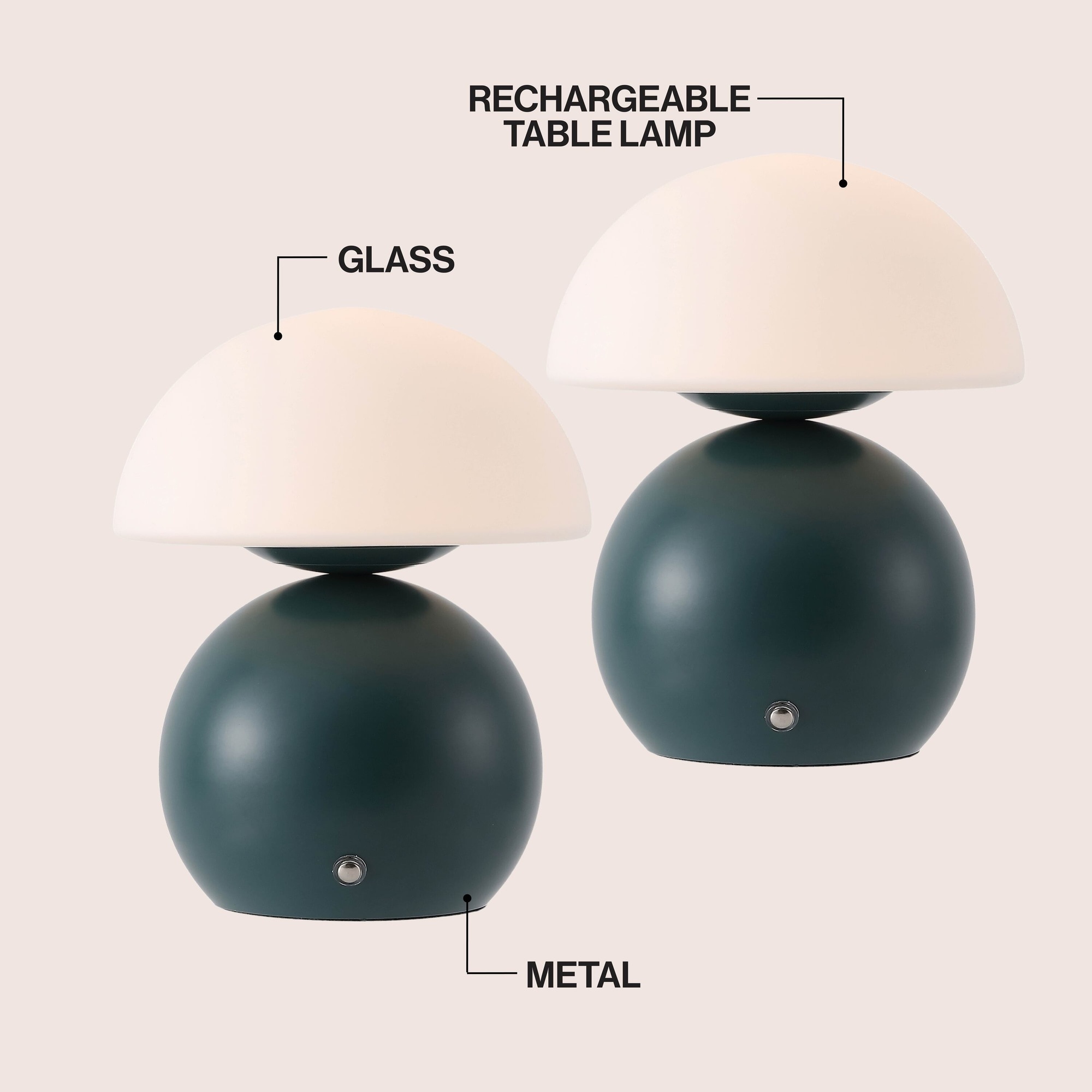 JONATHAN Y Kanya 7.3 in. Modern Minimalist Metal and Glass Rechargeable ...