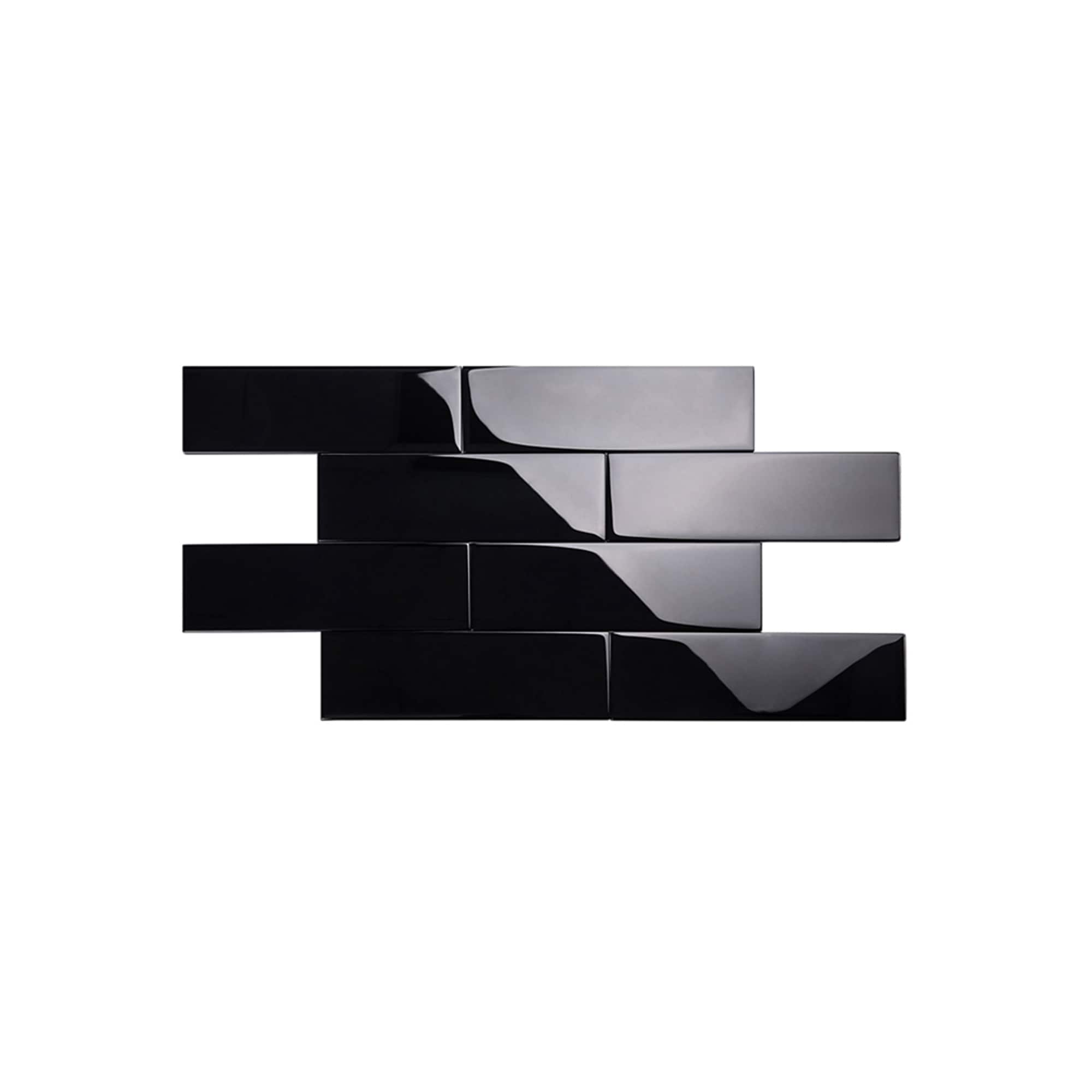 Black Glossy Glass Subway Wall Tile for Kitchen and Bathroom