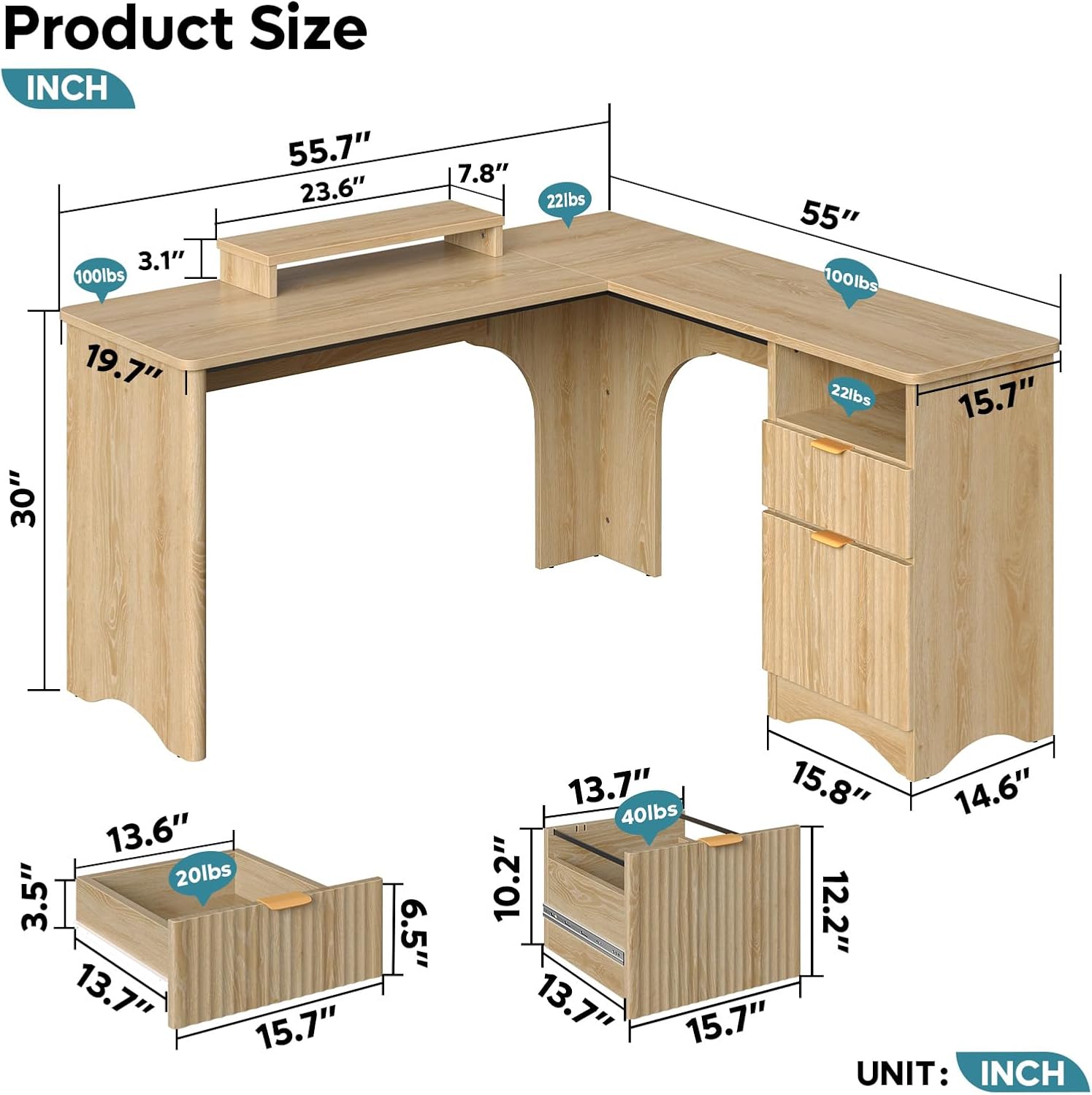 Bestier LOW-H106314M-LOG desks - View #4