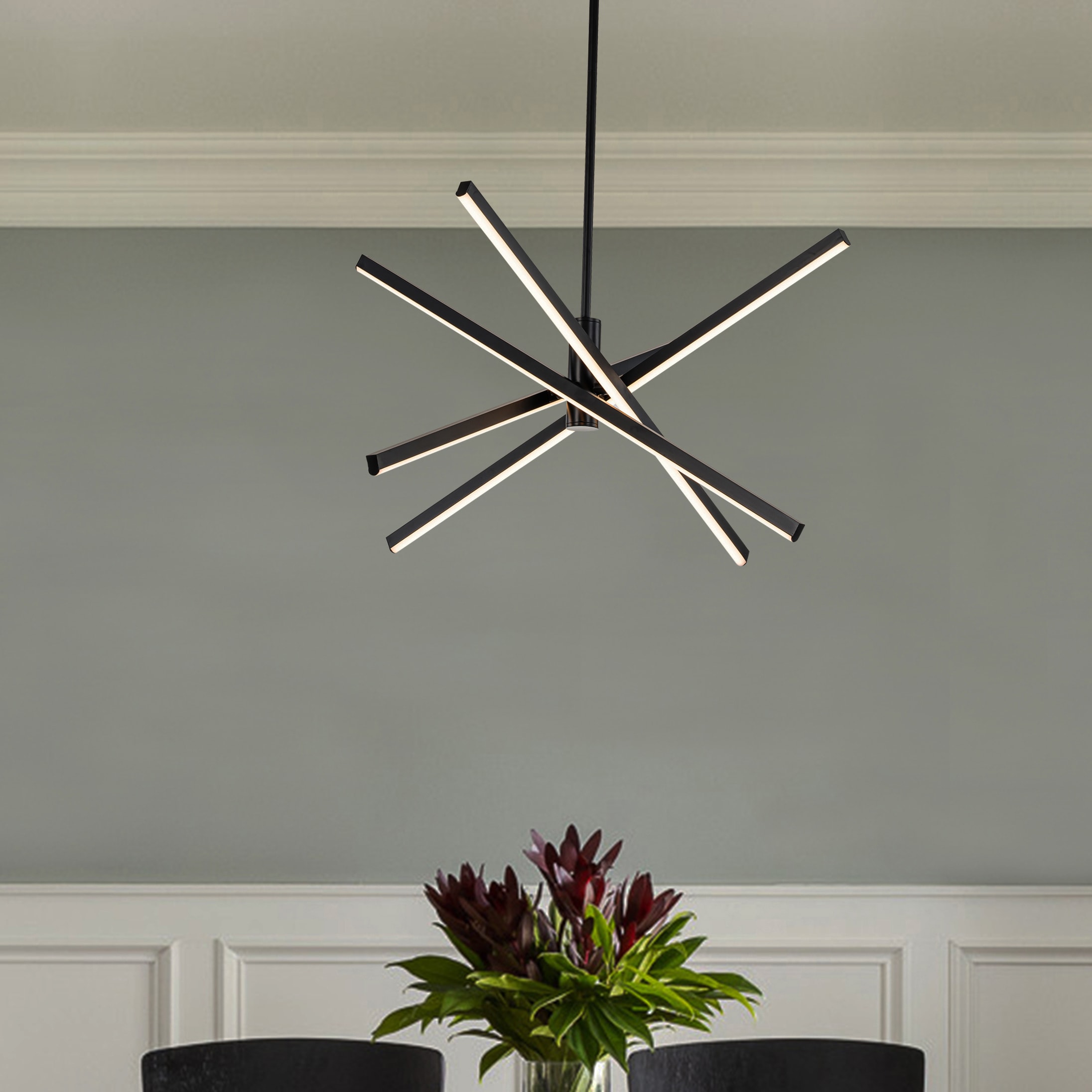 C Cattleya LCA2410-H 4 -Light Black Modern/contemporary Sputnik Integrated LED Medium Hanging Pendant light