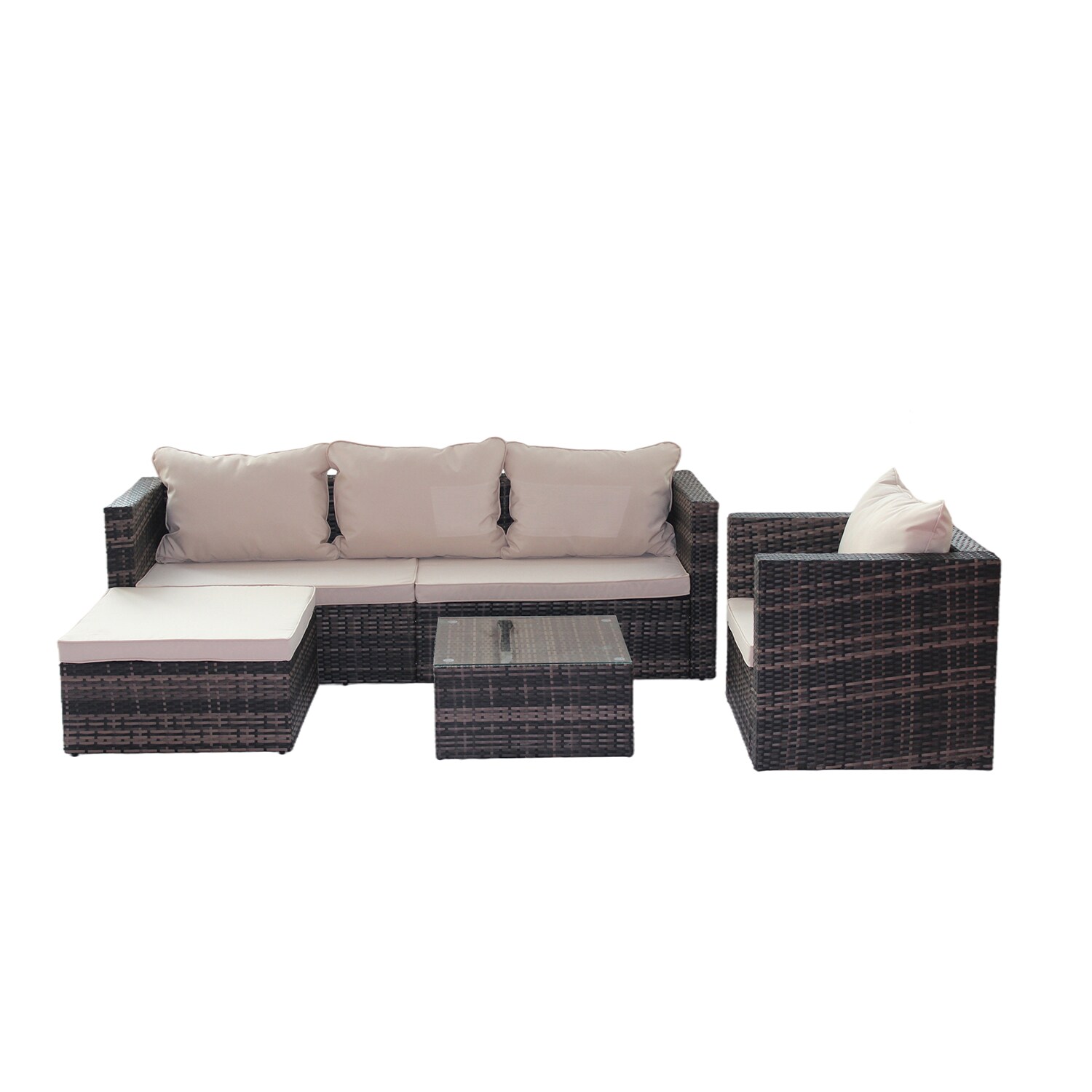 SINOFURN 4 Pieces Rattan Patio Furniture Set Brown At Lowes.com