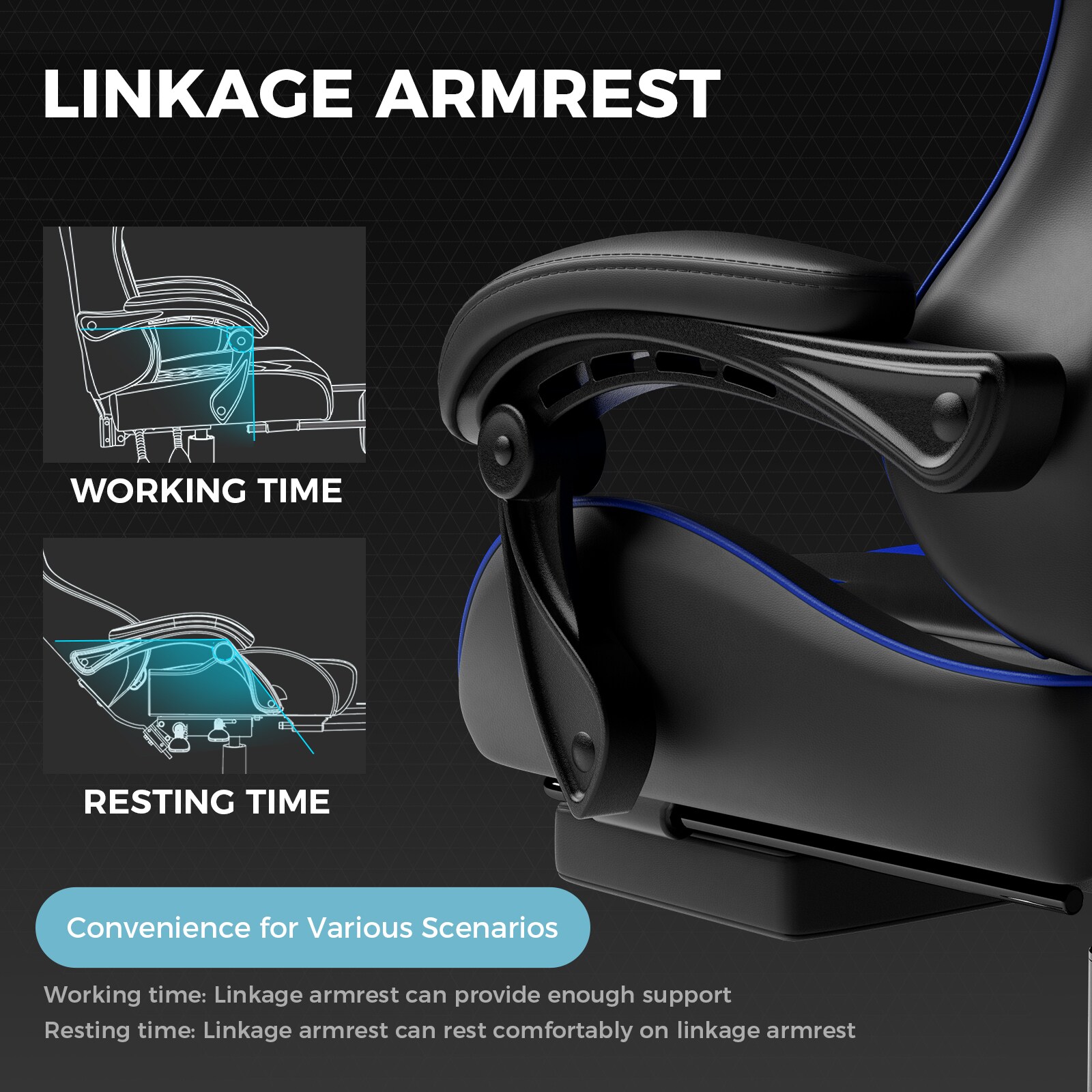 GTPLAYER LOWE'S-GT800A-BLUE Office-Chairs - View #3