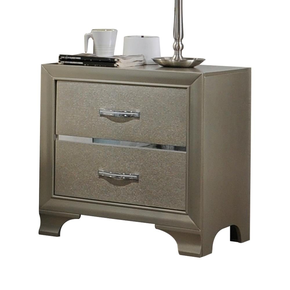ACME FURNITURE 26243 Carine Mirrored Rubberwood Nightstand