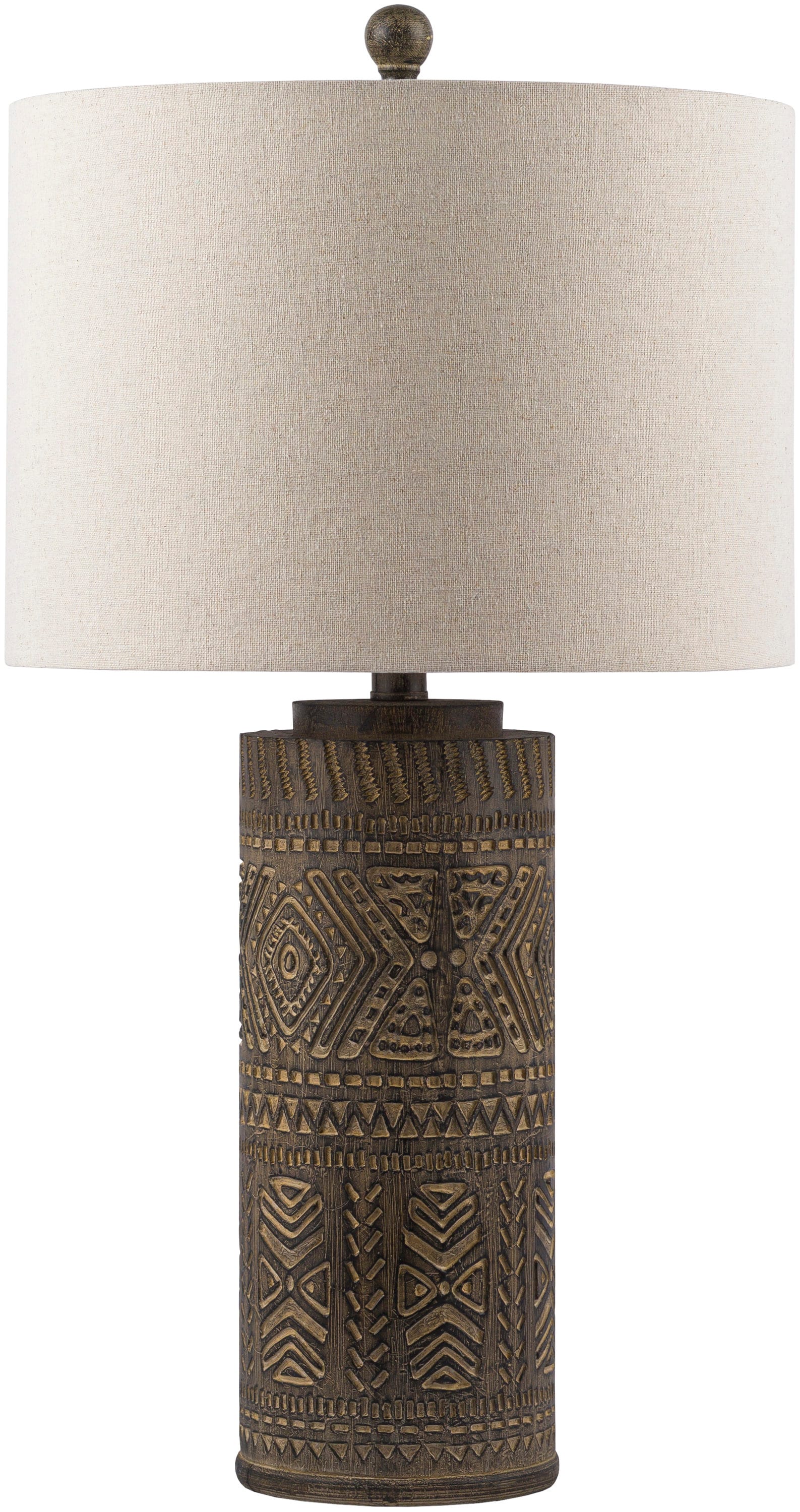 Surya IMD-003 Imelde 26.5-in Brown 3-way Table Lamp with Linen Shade