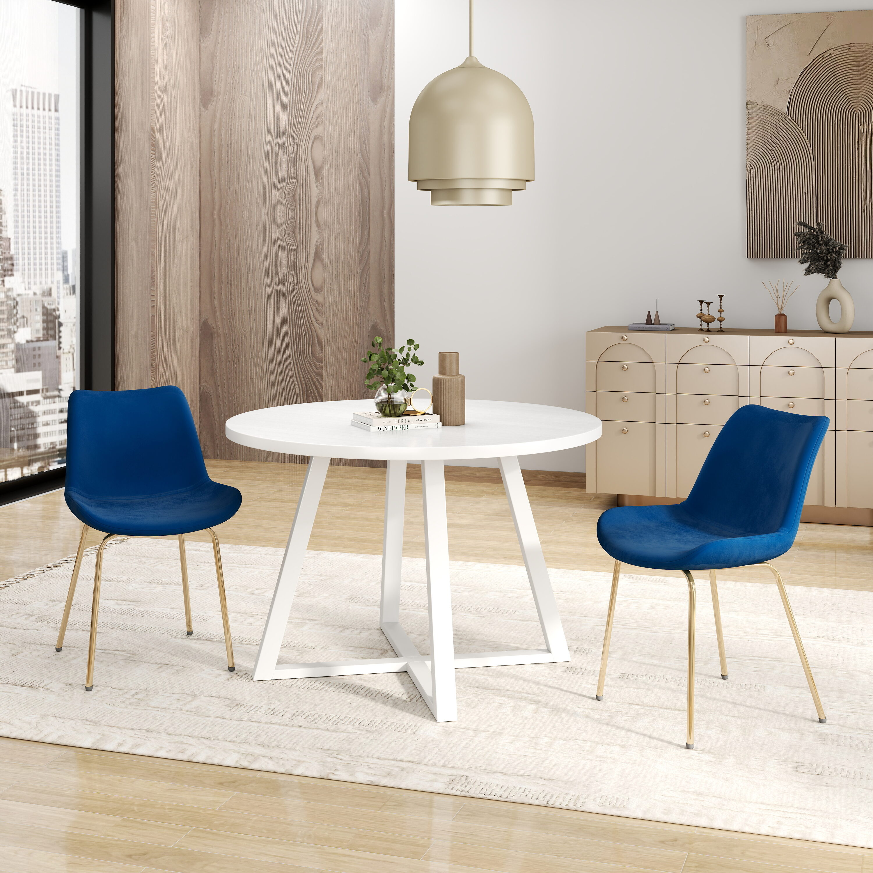 Roundhill Furniture T165WH-C111BU Dining-Sets - View #3