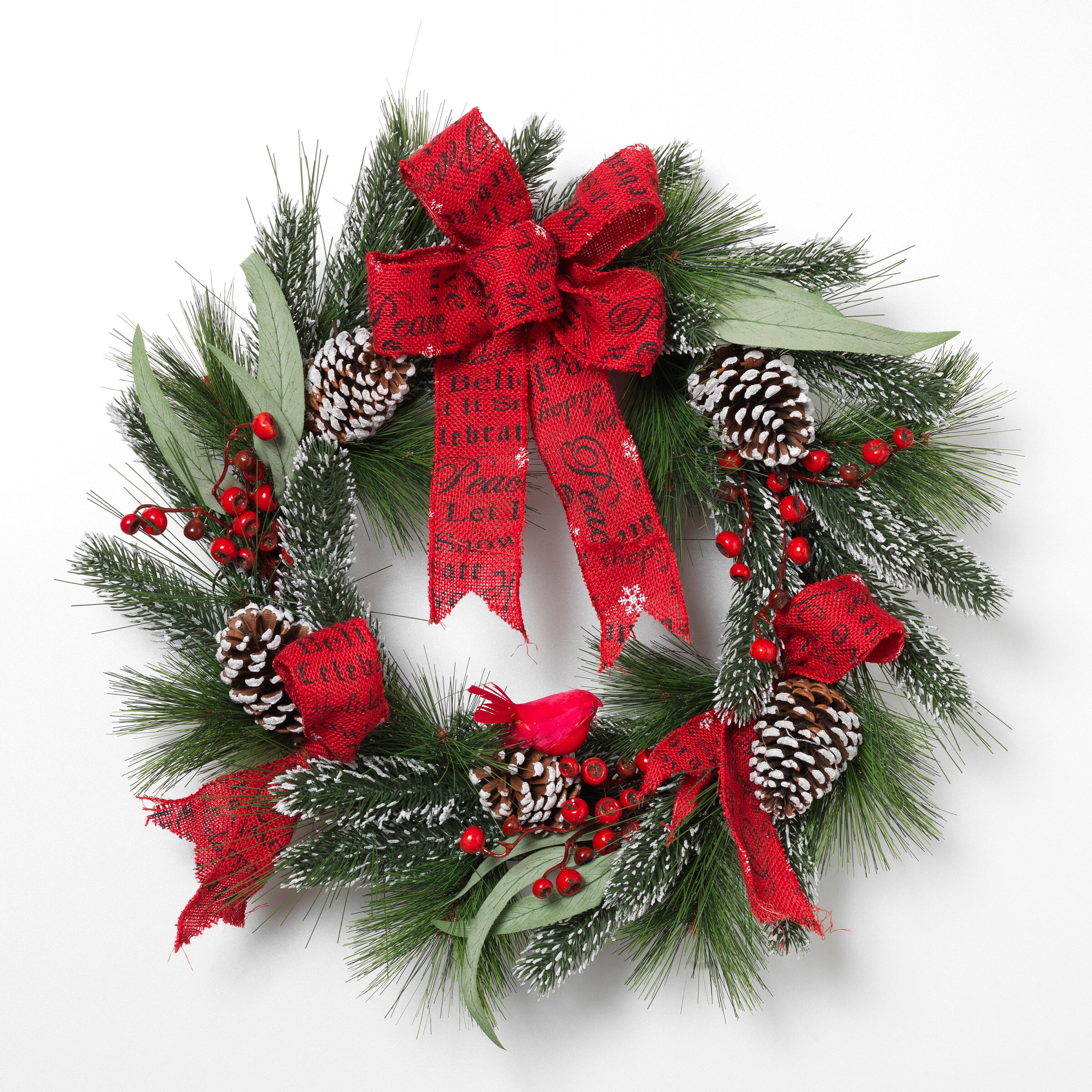 24" Artificial Christmas Garland Xmas Fireplace Pine Wreath Door Decor Unlit 