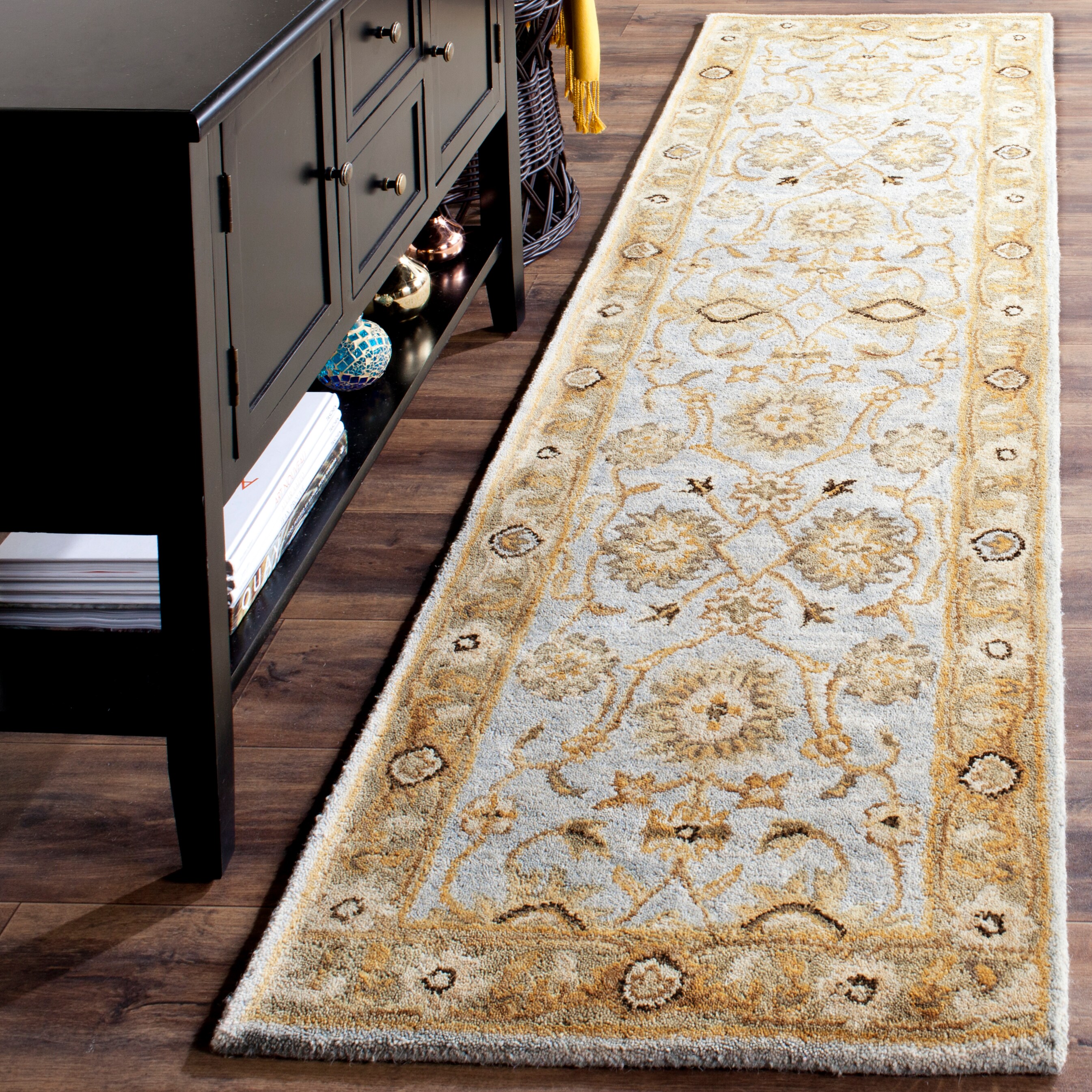 Light Blue Handmade Wool Tufted Runner Rug