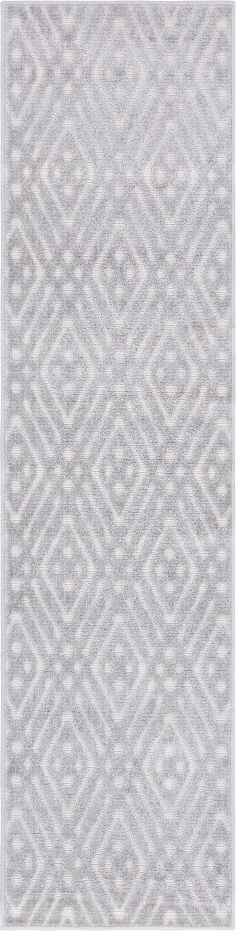 Unique Loom 3146250 Ella Sabrina Soto Outdoor 2 x 8 (ft) Loomed Polypropylene Gray Rectangular Indoor/Outdoor Geometric French Country Runner rug