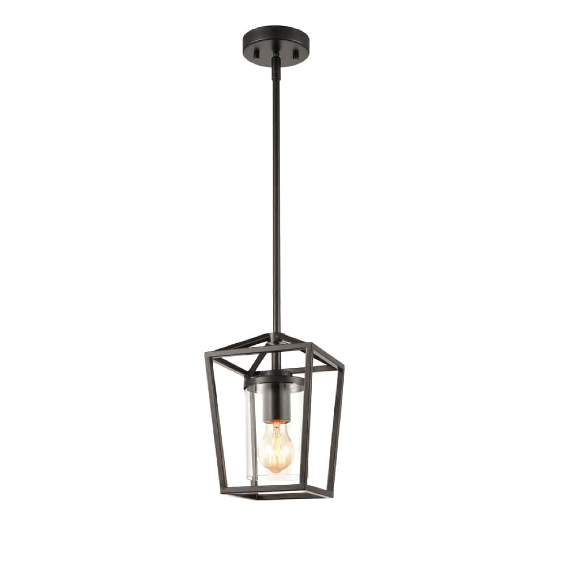Claxy JK-T5194DU Lantern  1 -Light Black Industrial Lantern Mini Indoor/Outdoor Hanging Pendant light