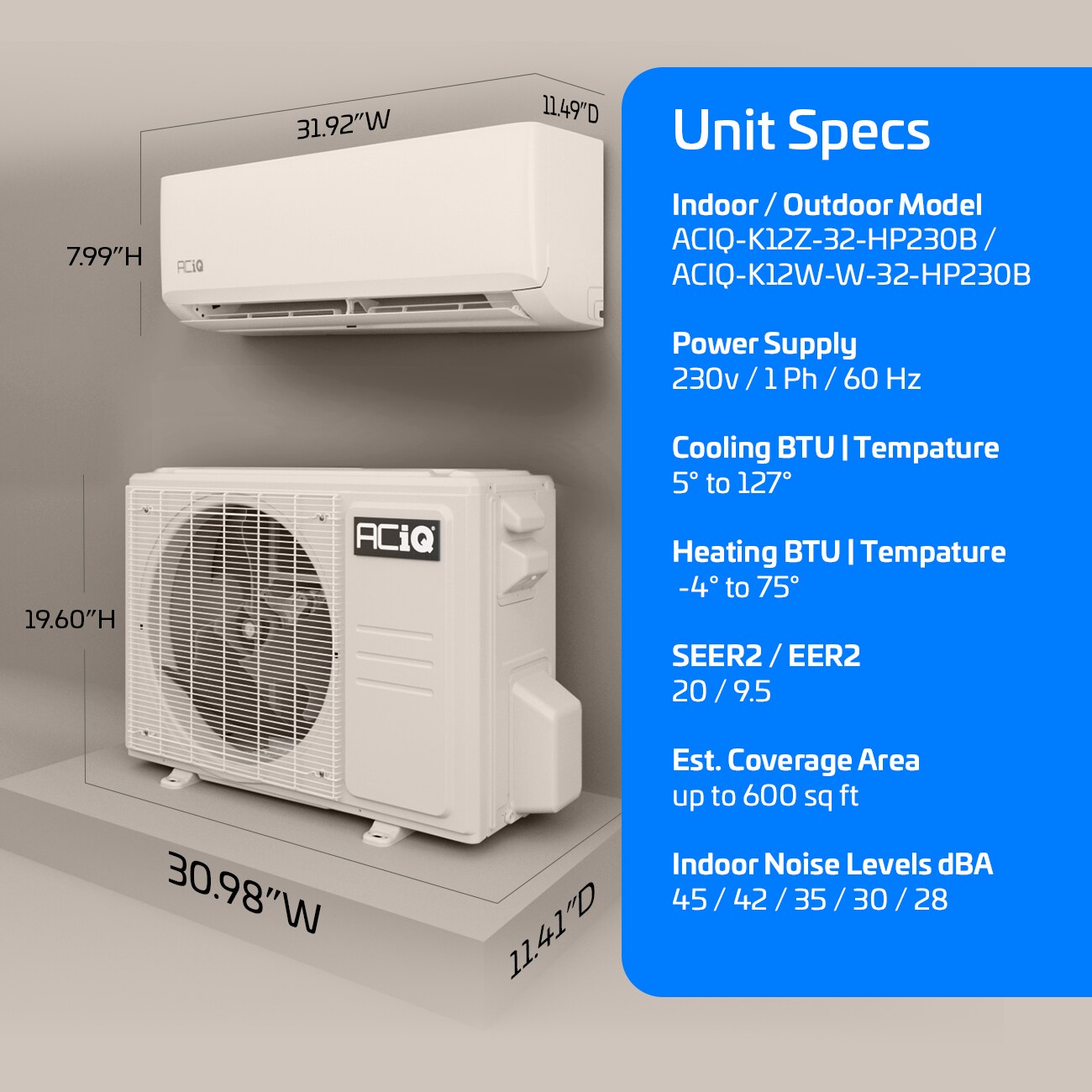 ACiQ Essentials 1 zone 12000-BTU Ductless Mini Split Air Conditioner Heat Pump Included with 230-Volt Sansujyuku sansujyuku.com