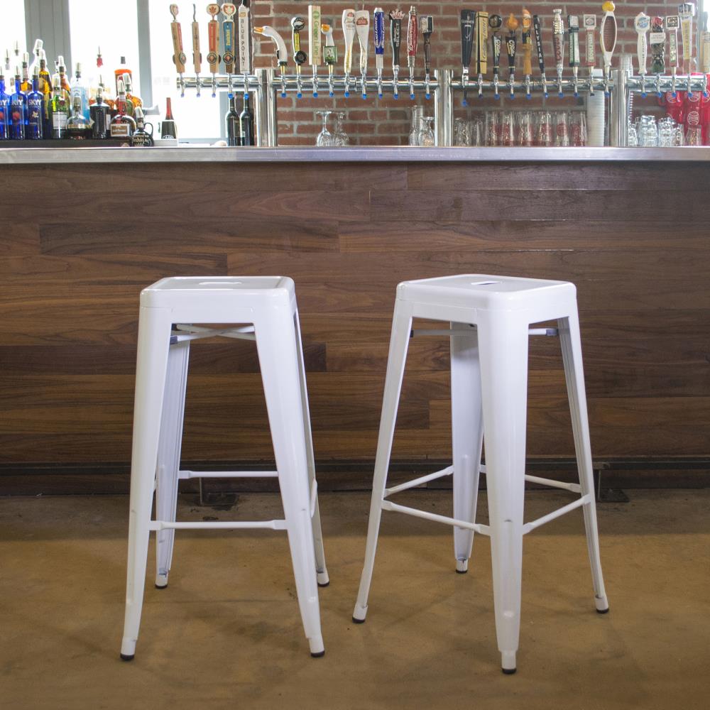 Loft Series Modern Metal 30" White Bar Stool - Set of 4
