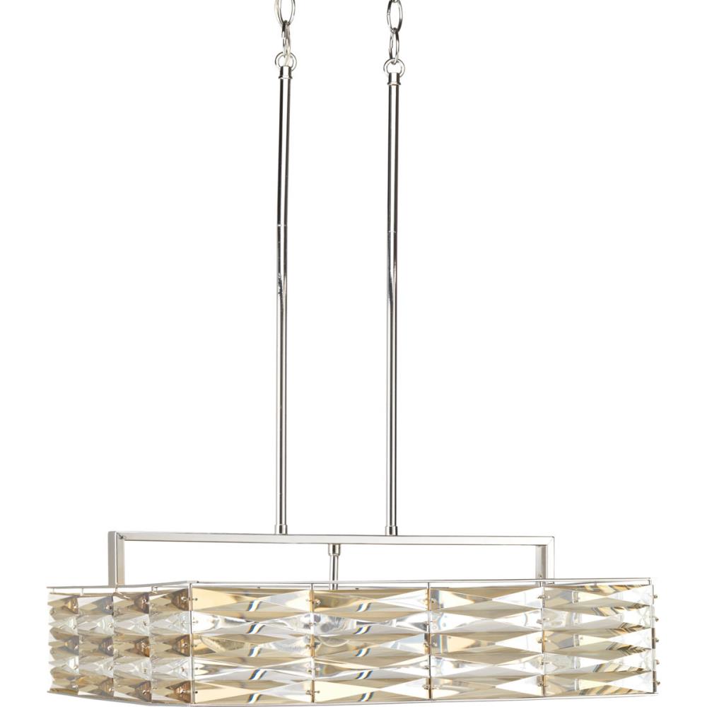 Progress Lighting P5157-15 The Pointe 6-Light Polished Chrome Modern/Contemporary Clear Glass Geometric Mini Hanging Pendant Light