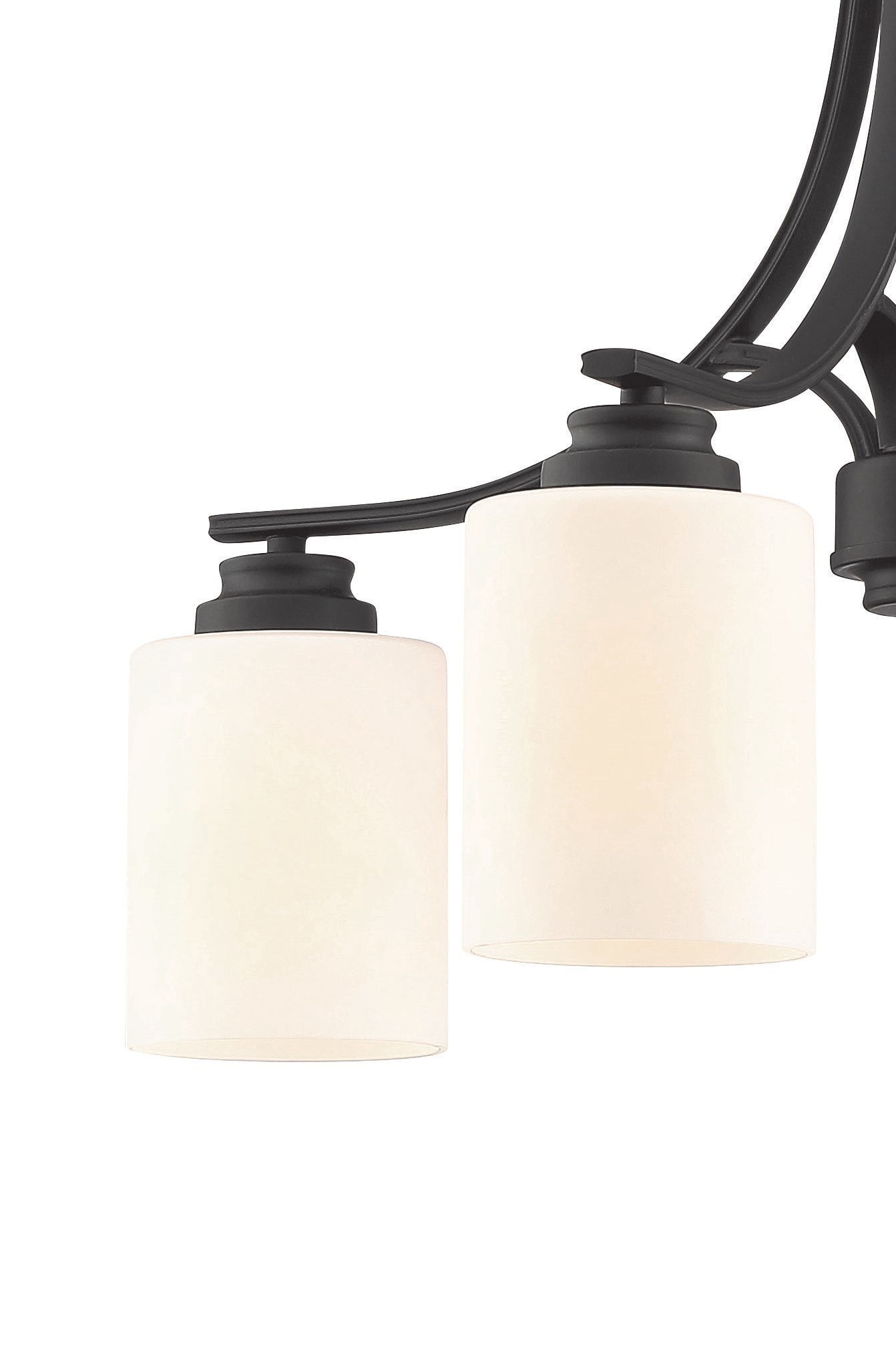 Flat Black and Clear Seeded Glass 4-Light Chandelier