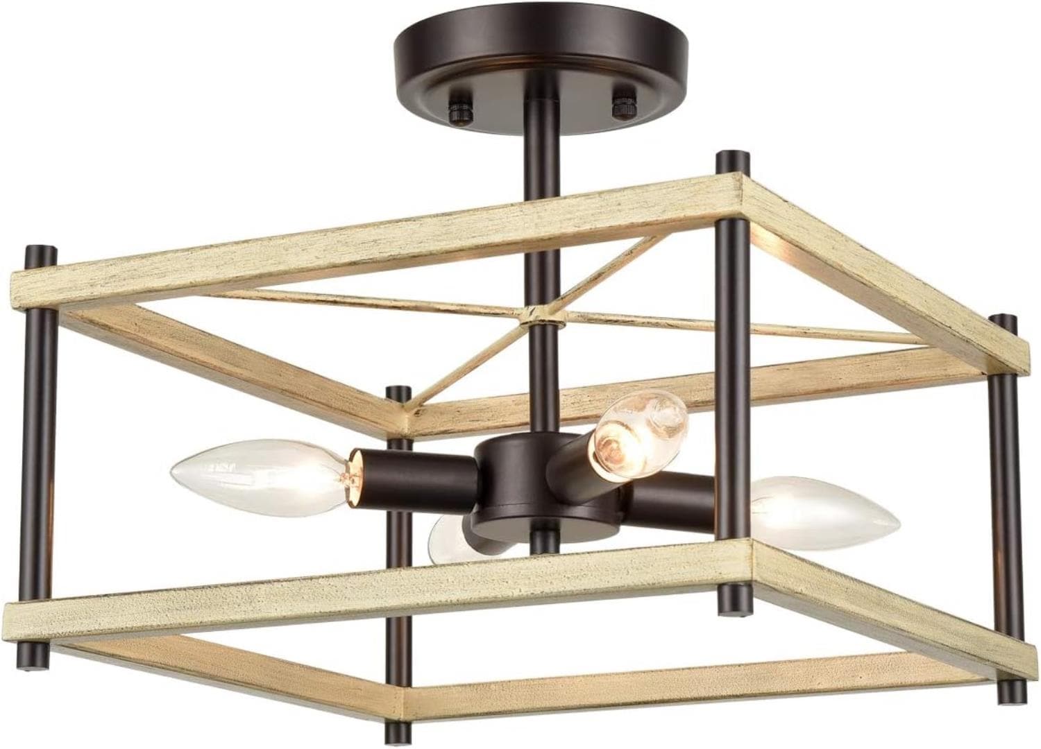 Claxy XT-T7195-4CU-OB Rustic/Industrial 1 -Light 12.5-in Distressed Off-white Semi Flush Mount Light