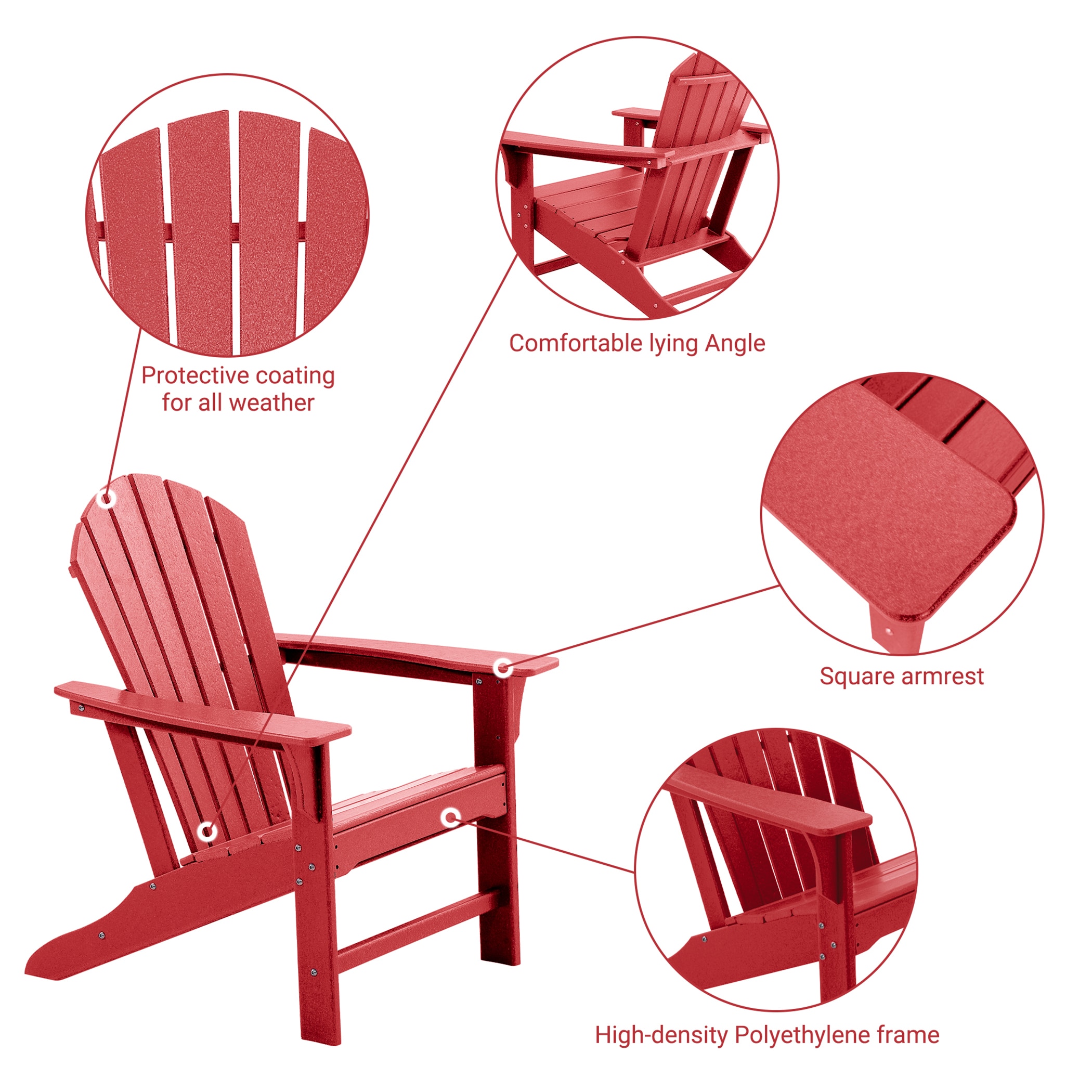 backup Rusten indad Unity Adirondack Chair Red Composite Material Frame Stationary Adirondack  Chair(s) with Red Solid Seat in the Patio Chairs department at Lowes.com