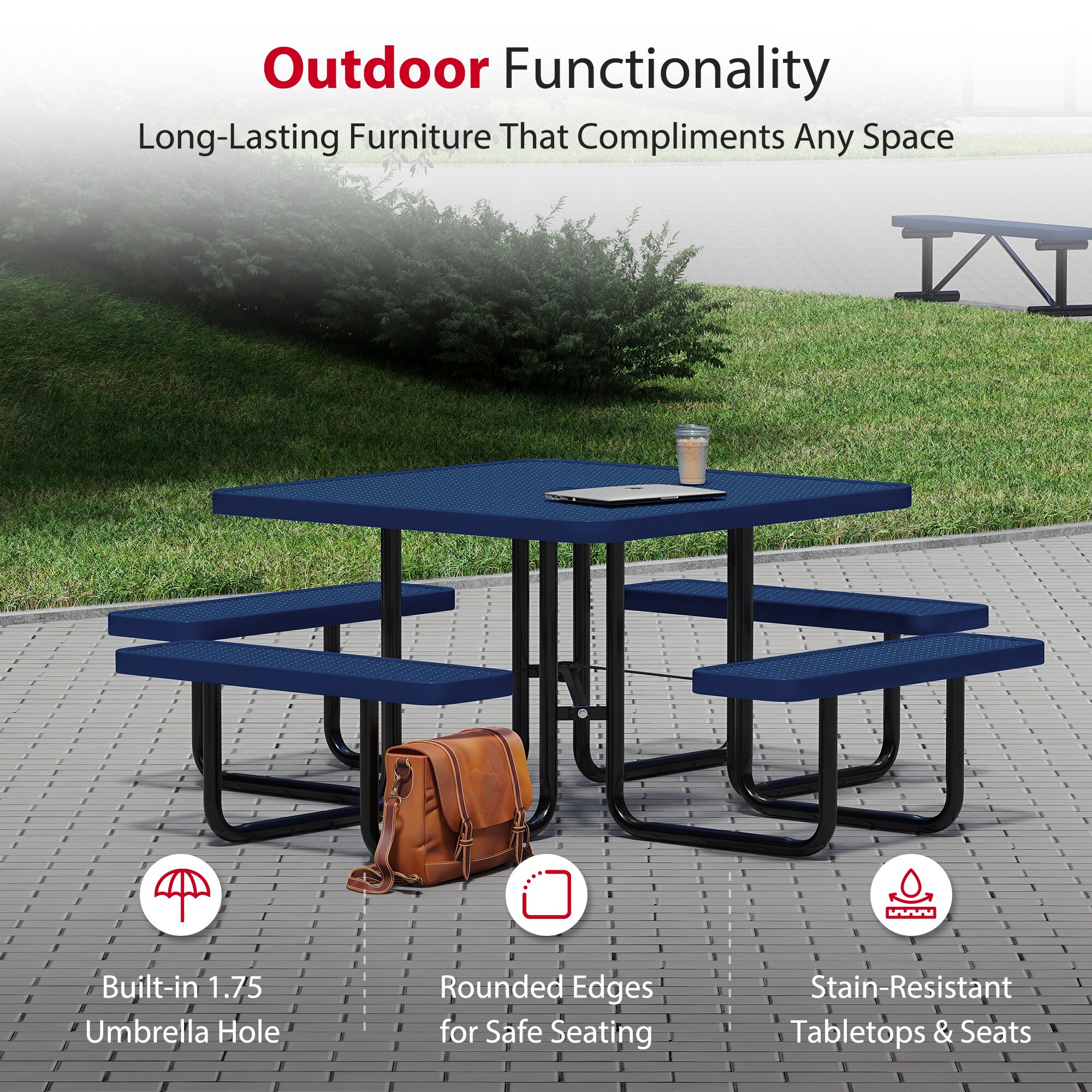LeisureCraft T46SQP-NAVY Picnic-Tables - View #4