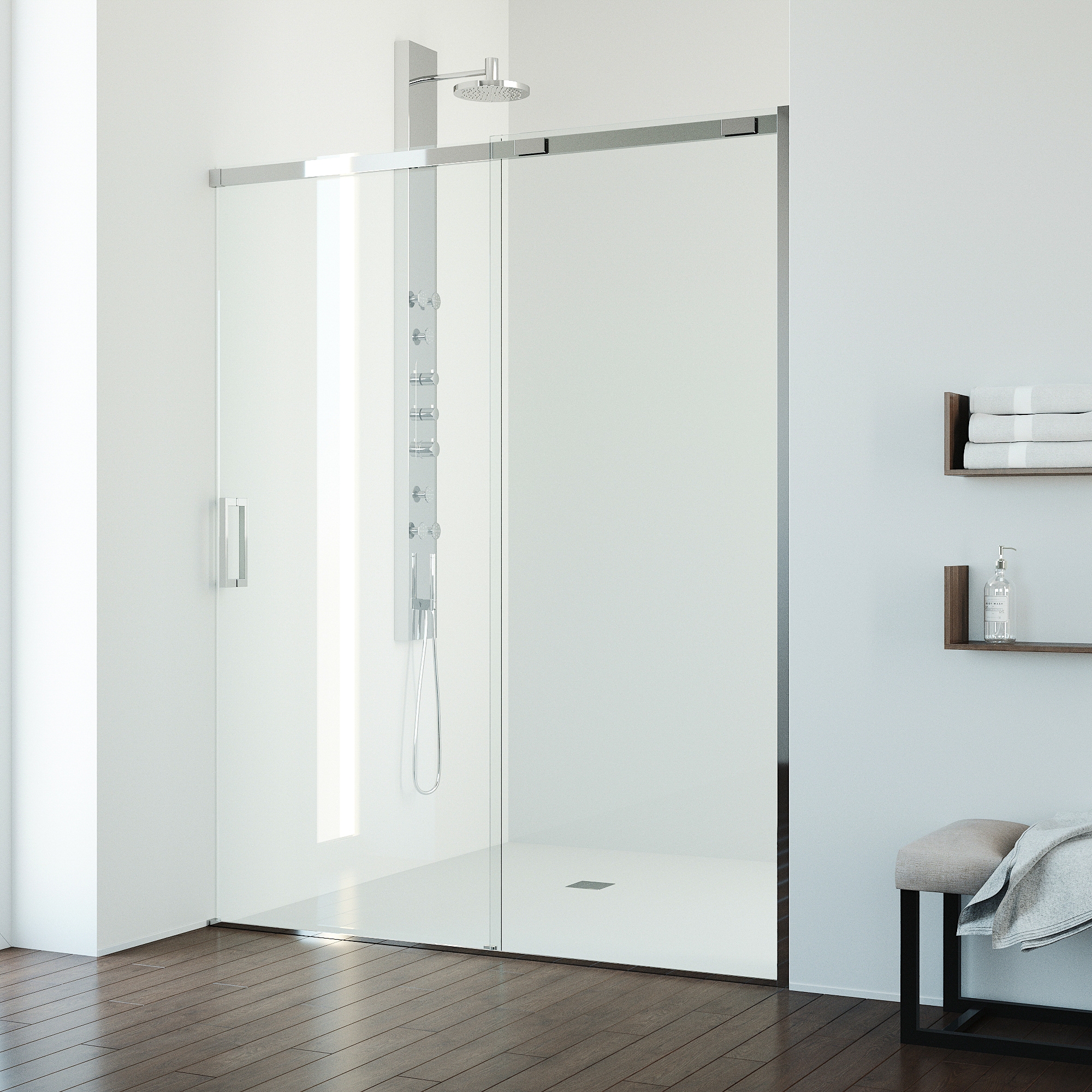 VIGO Amada Chrome 56-in to 60-in W x 74-in H Frameless Clear Glass Bypass Sliding Shower door