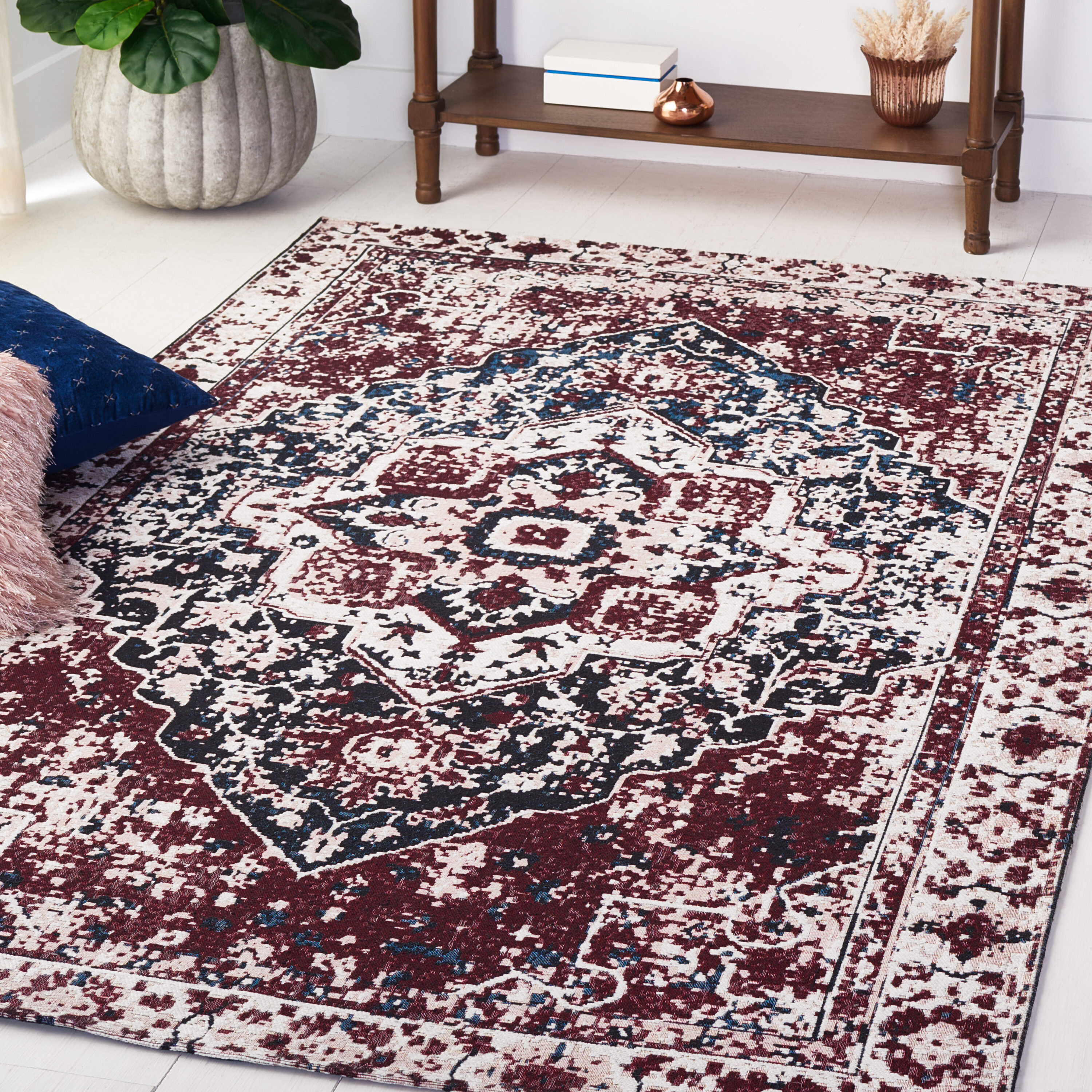 Heirloom Red Cotton Blend 24" Rectangular Easy Care Rug
