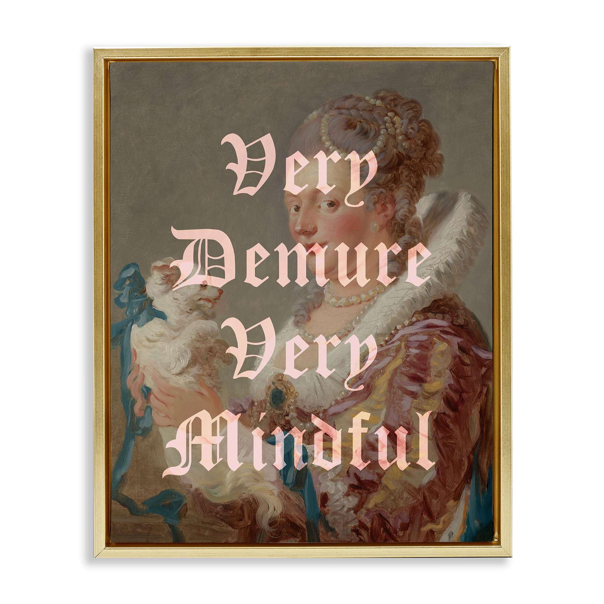 Stupell Industries BT-101-FFG-16X20 Demure and Mindful Classic Gold Framed Floater Canvas Wall Art By Lil Rue 17 x 21