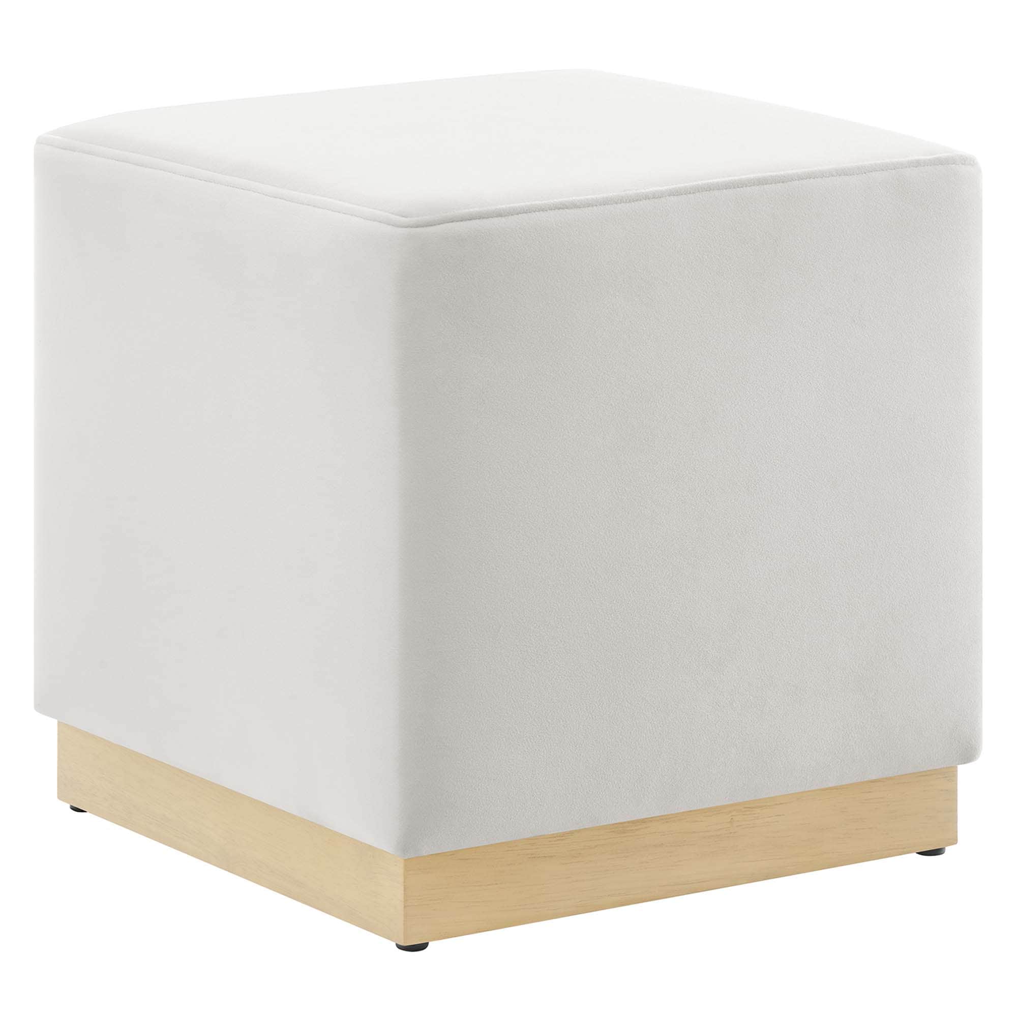  Tilden 17-in Square Performance Velvet Upholstered Ottoman in Alabaster Natural